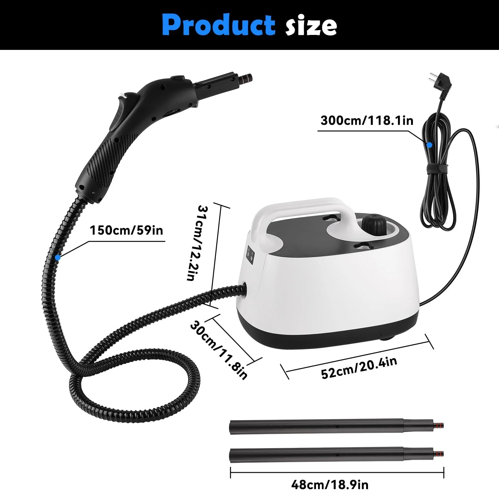 Пароочисник для підлоги 2000 Вт 1600 мл 4 бар з 15 аксесуарами, фото №8 Пароочисник для підлоги 2000 Вт 1600 мл 4 бар з 15 аксесуарами, фото №8