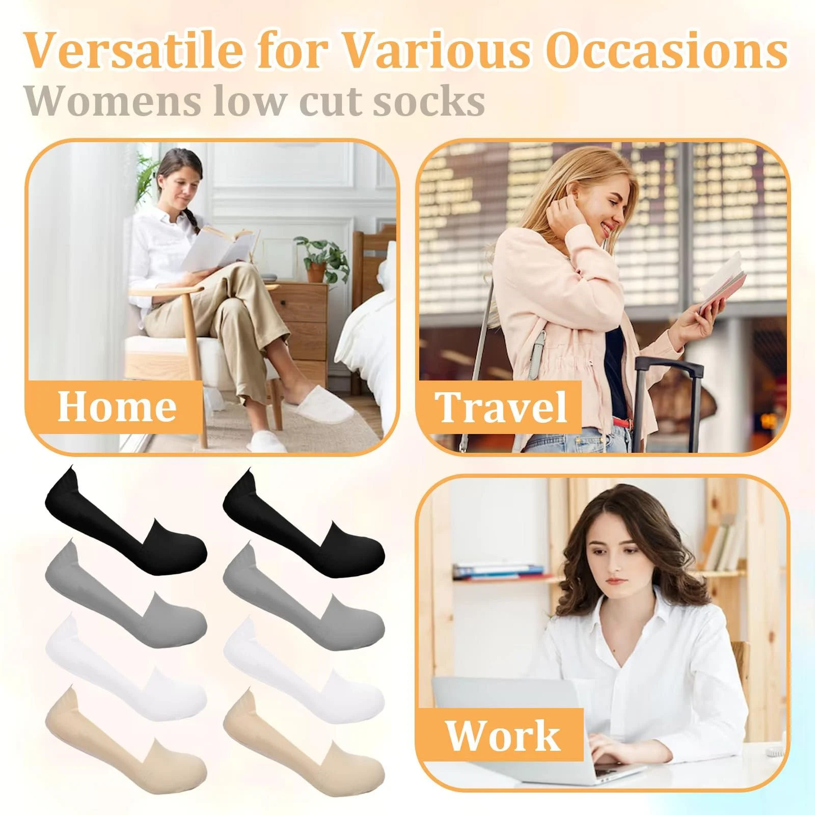 Шкарпетки-слідки Ballerina Invisible Ankle Socks 8 пар, фото №6