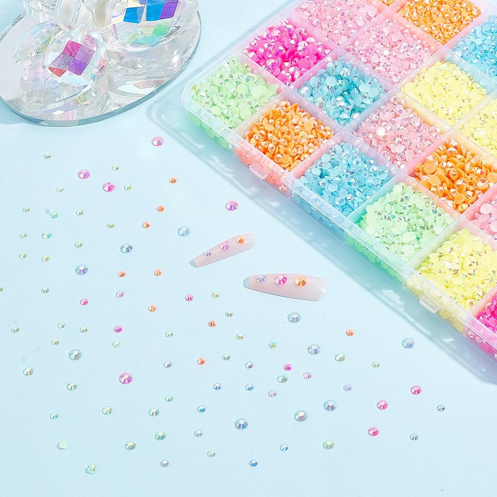 Напівкруглі стрази Resin 3/4/5 мм 6 кольорів, приблизно 21360 штук, фото №4