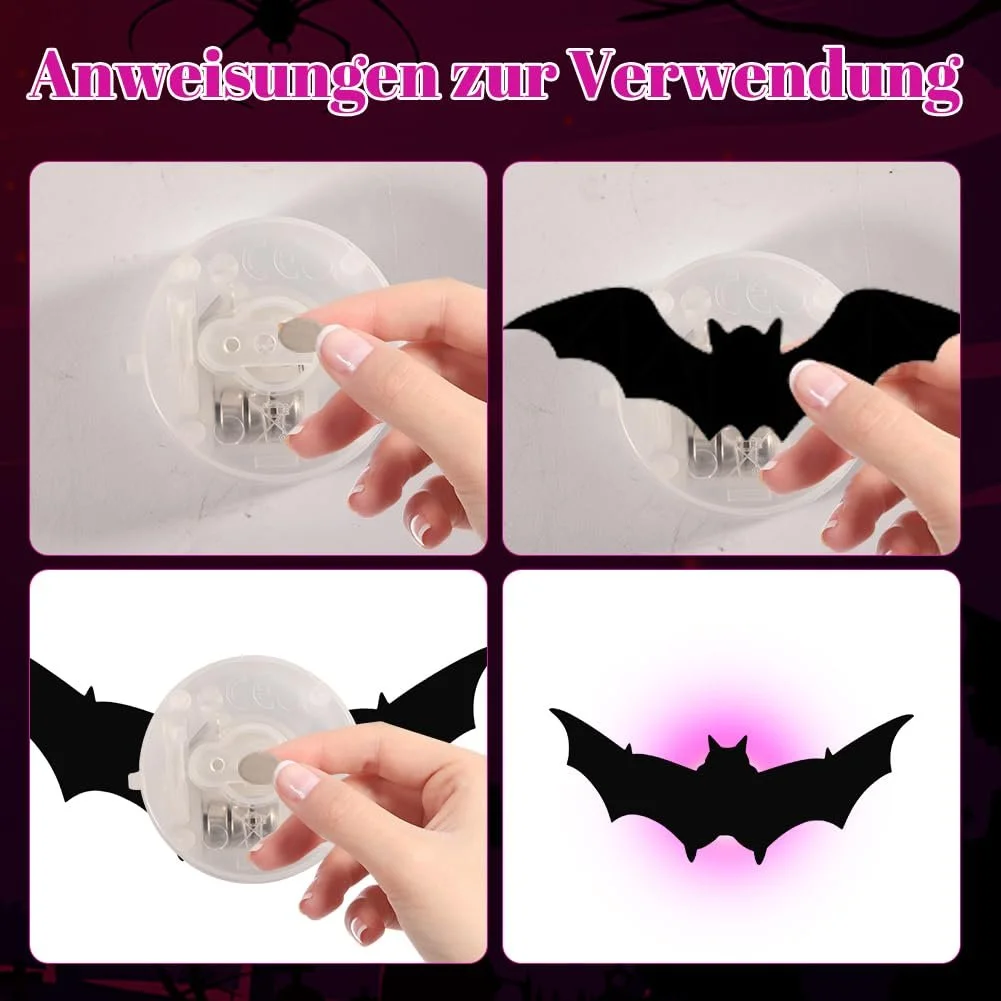 Наклейки на стіну ASOFTY Хелловін Кажани Набір 24 шт. Світлодіодні, фото №6 Наклейки на стіну ASOFTY Хелловін Кажани Набір 24 шт. Світлодіодні, фото №6