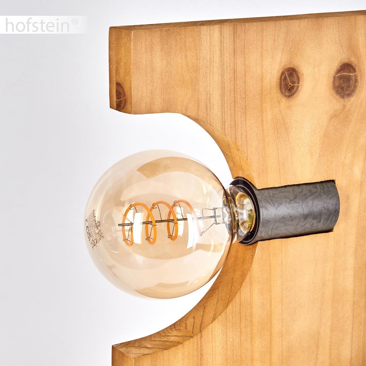 Настільна лампа Santorum Wood/Metal Natural / Antique Nickel 2-лампова Scandinavian 2 x E27, фото №4