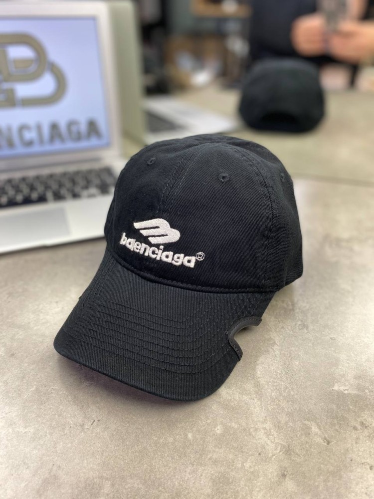 Кепка черная Balenciaga Logo B gu580, фото №1