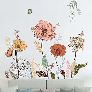 Наклейка на стіну Amimagen Boho Flower Wild Flower Grass матова ПВХ Кольорова - Фото 1