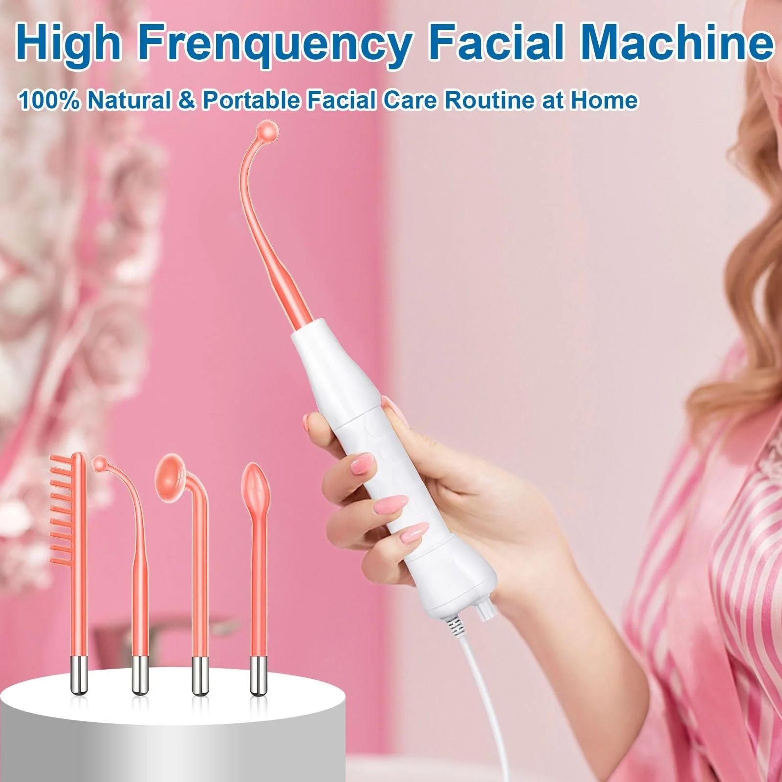 Апарат високочастотний Yofuly 4 насадки Red Neon HF, фото №4