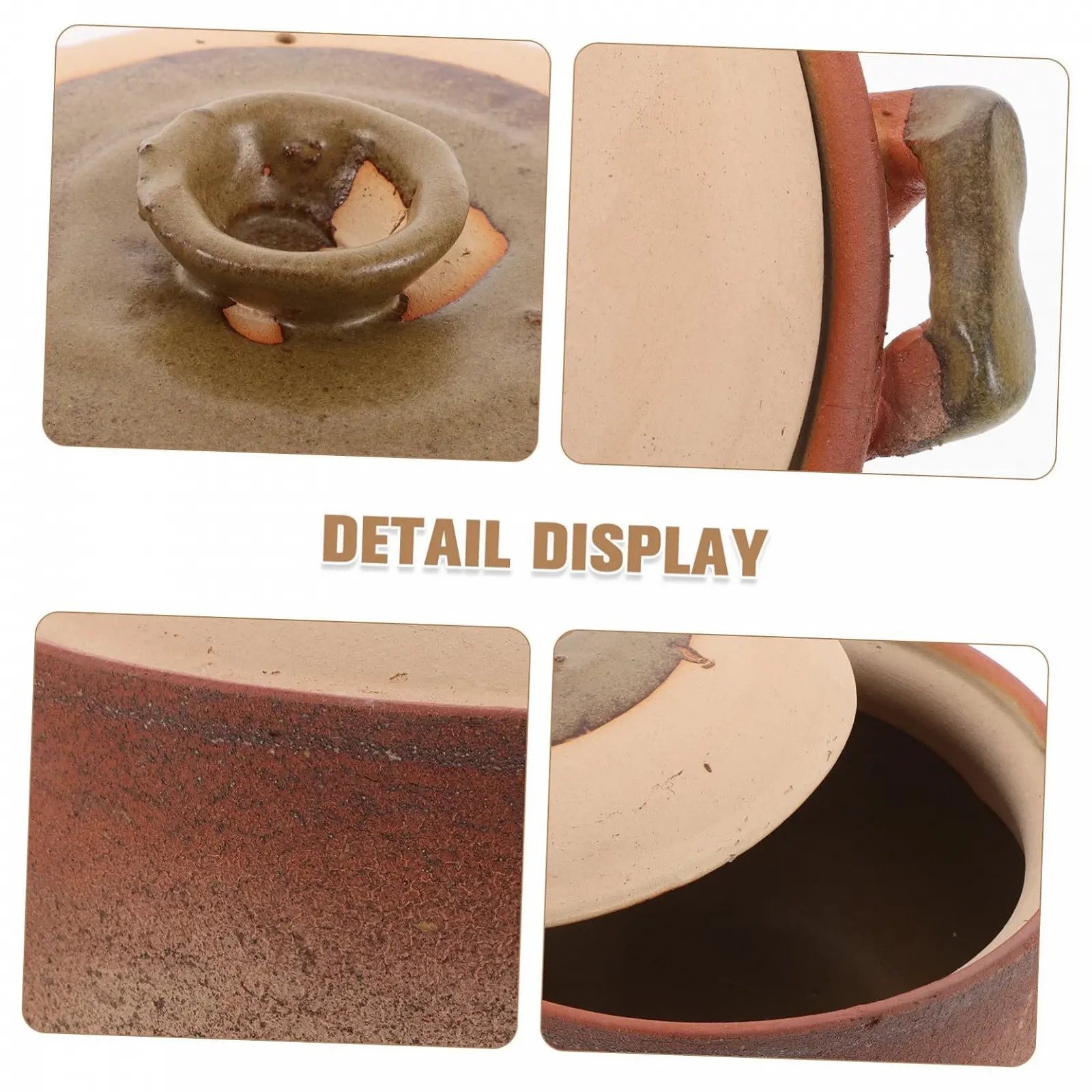 Горшок терракотовый Ipetboom глиняный с ручкой для тушения и выпечки с крышкой, фото №8