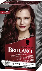 Крем-фарба для волосся Brillance Intensive Colour Cream 876 Fine Mahogany (2 x 160 мл), стійка, з діамантовим блиском та кондиціонером, для інтенсивності кольору до 10 тижнів synthetic.ua - Фото 1
