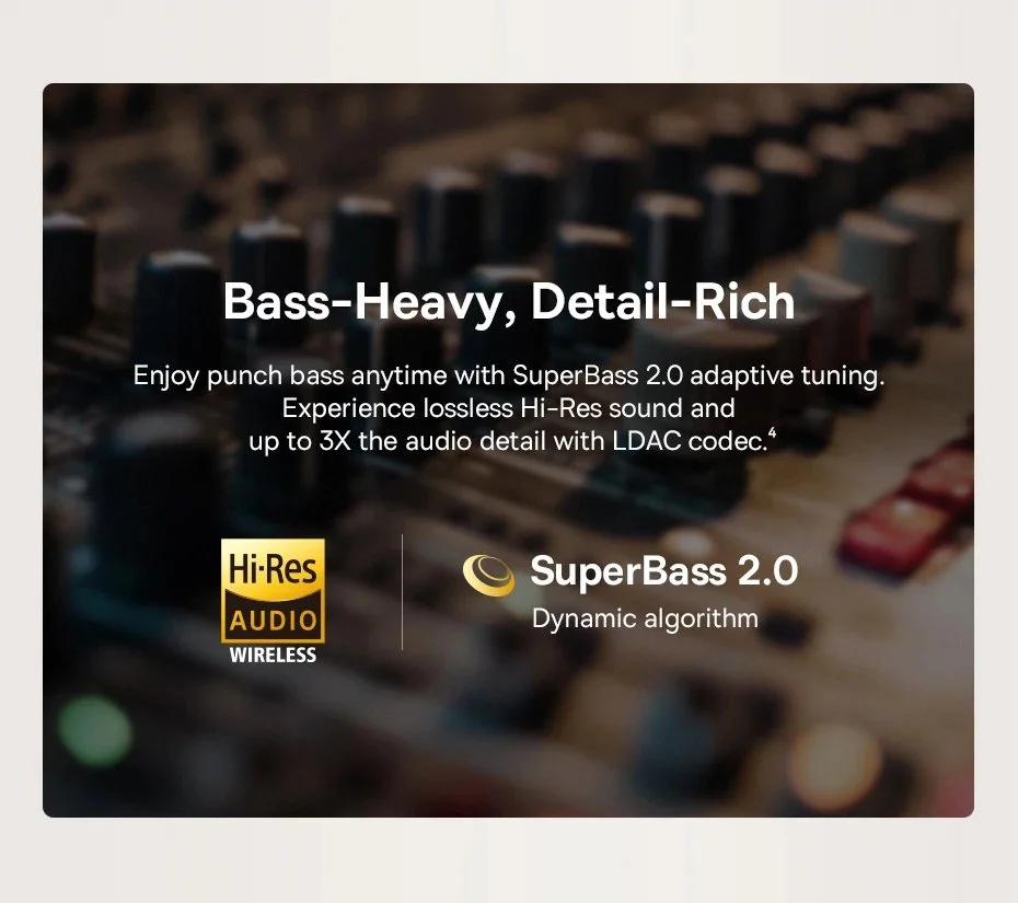 Наушники Baseus Bowie MP1 Hi-Res LDAC ANC -55dB 6-Mic Grey, фото №6