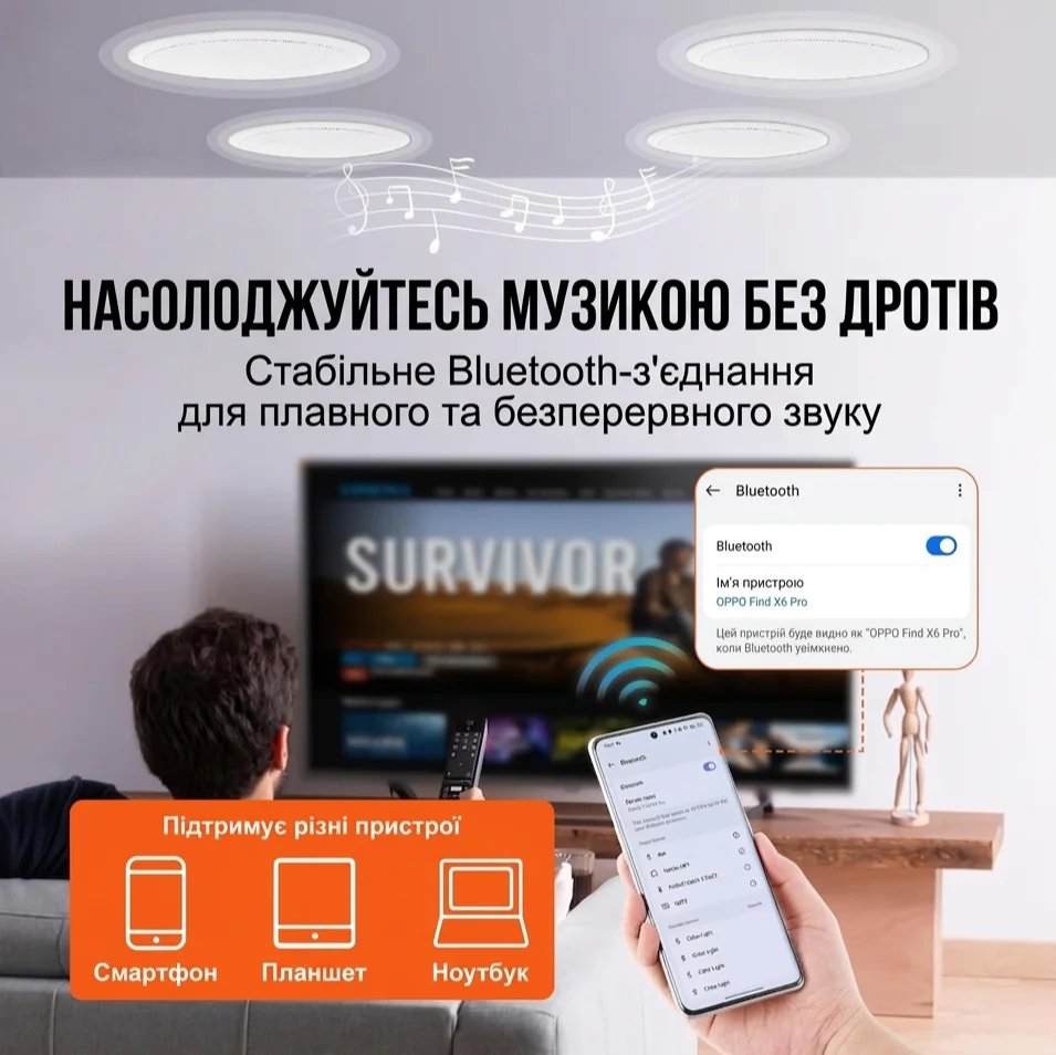 Беспроводные встраиваемые потолочные колонки VEVOR 6.5'' / Bluetooth / 8Ω / 150 Вт / 89 дБ / Врезные / Для дома, кухни, гостиной, спальни / Белые (645-BT), фото №3