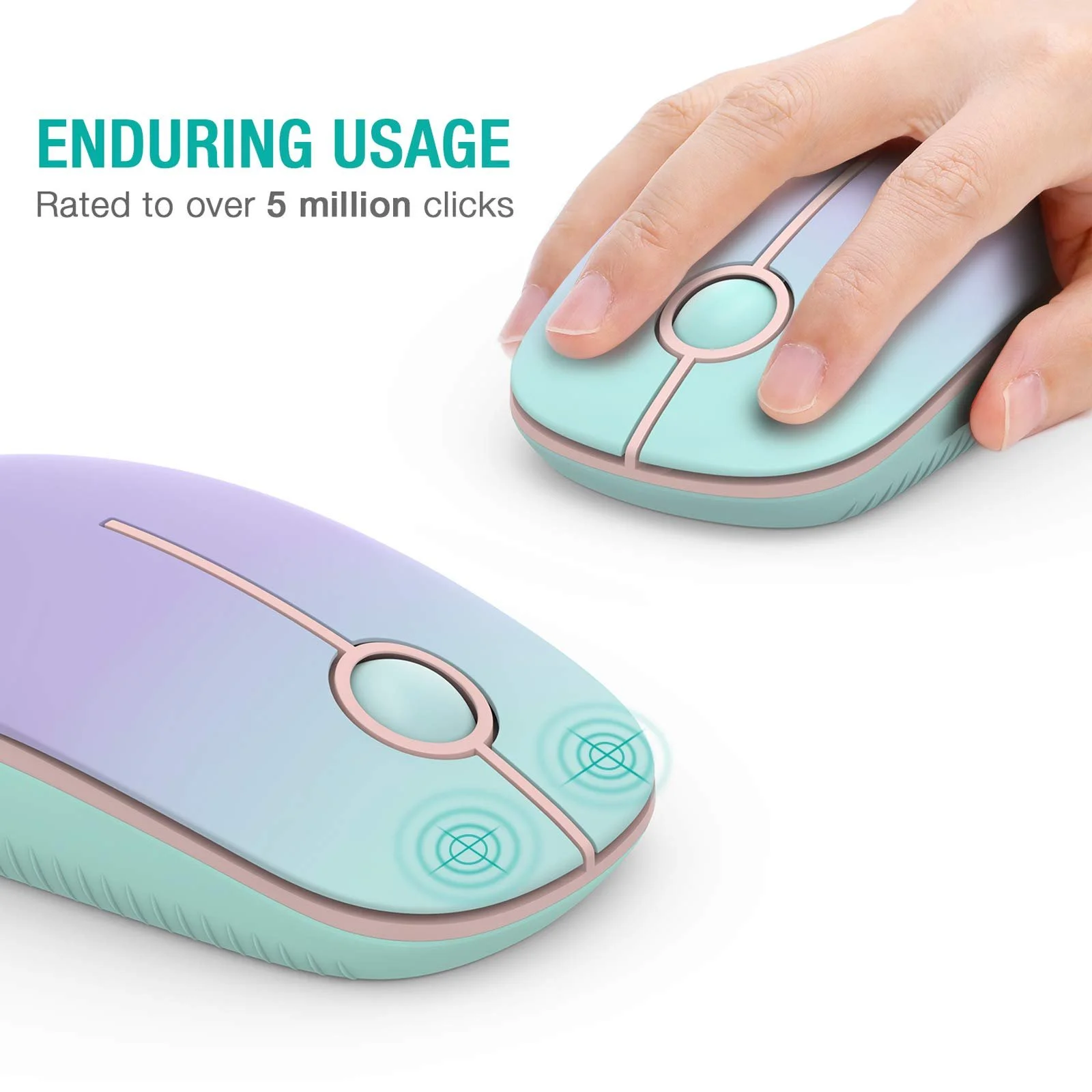 Мышь беспроводная Seenda 1600 DPI 3 кнопки Зеленый и фиолетовый, фото №3