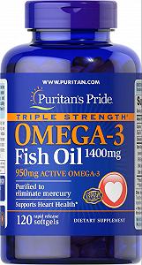 Омега-3 Puritan's Pride Omega-3 Fish Oil Triple Strength 1400 mg 120 Softgels - Фото 1