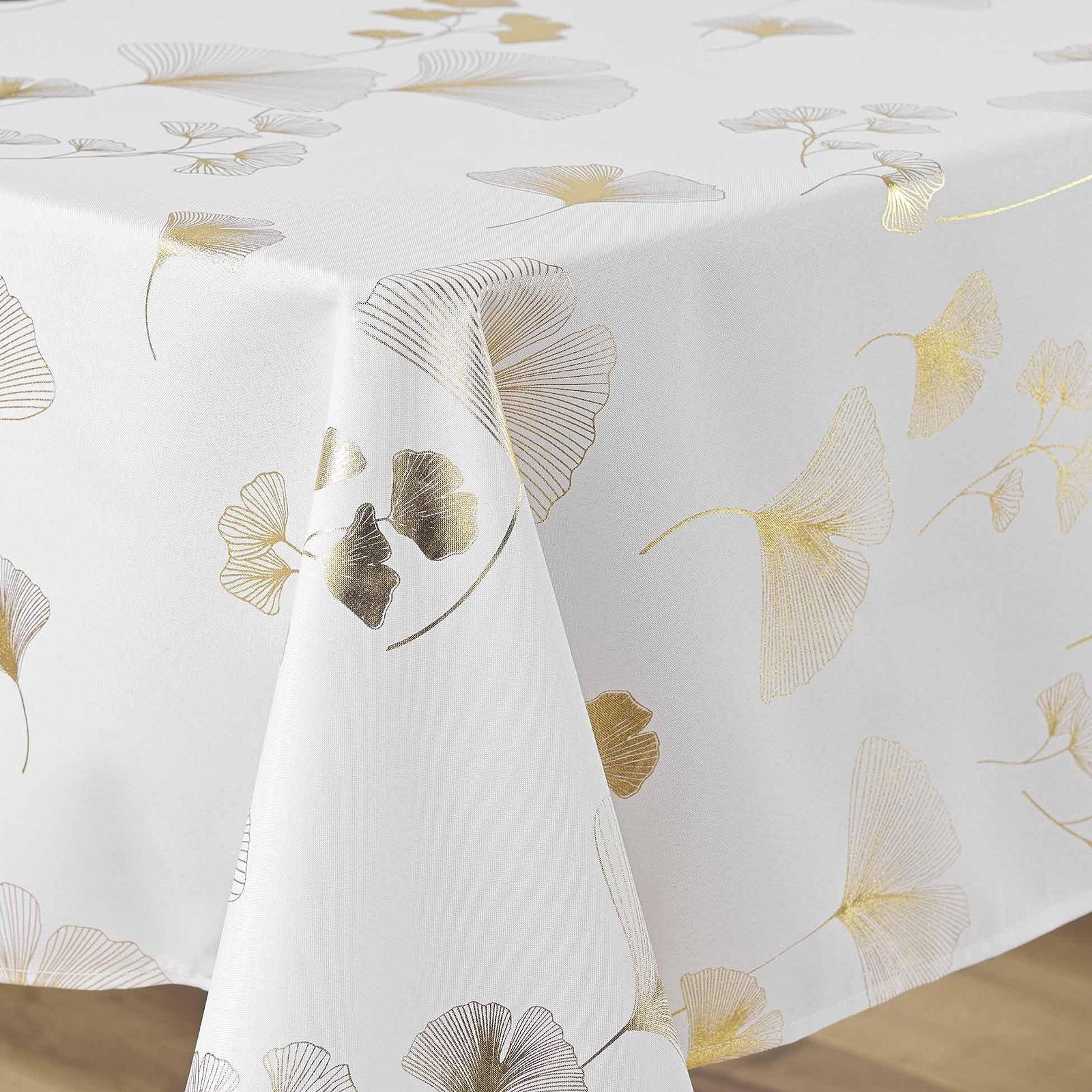 Скатертина Douceur d'Intérieur Bloomy Прямокутна 150 x 240 см Біло-золота, фото №4