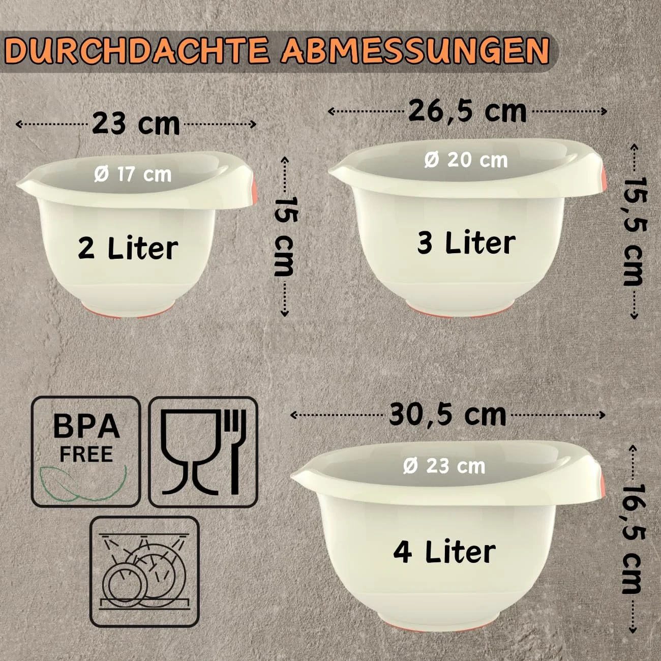 Набір мисок для випікання ENGELLAND 3 шт. З ручкою BPA-Free Пластик Бірюзова, фото №2 Набір мисок для випікання ENGELLAND 3 шт. З ручкою BPA-Free Пластик Бірюзова, фото №2
