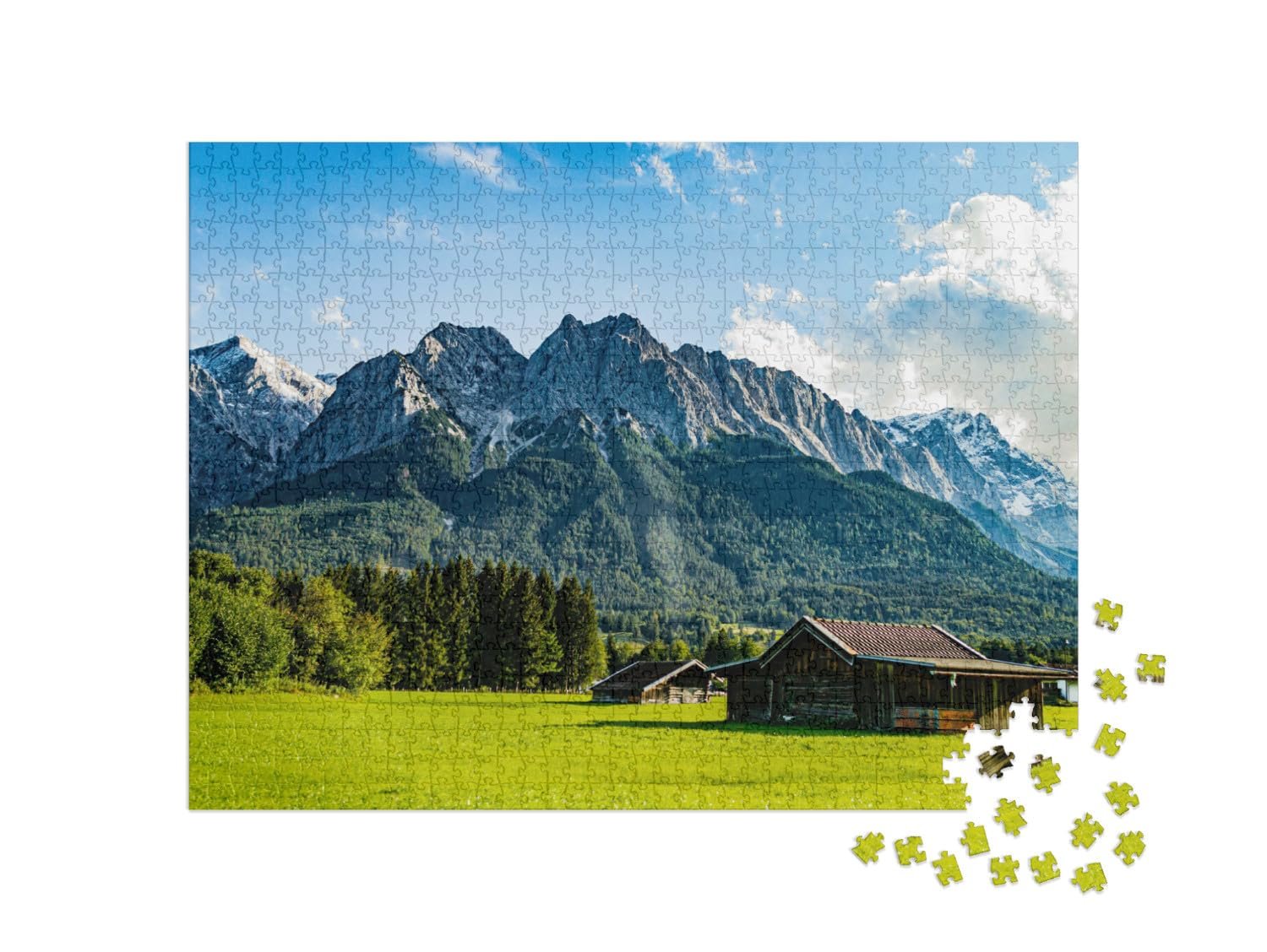 Пазл puzzleYOU Nature, Bavaria, Germany 1000 элементов "Цугшпитце из Грайнау/Гармиш-Партенкирхен с озера", фото №2