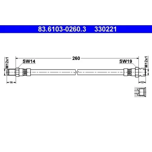 Тормозной шланг ATE 83.6103-0260.3 для BUESSING MAN, фото №1 Тормозной шланг ATE 83.6103-0260.3 для BUESSING MAN, фото №1