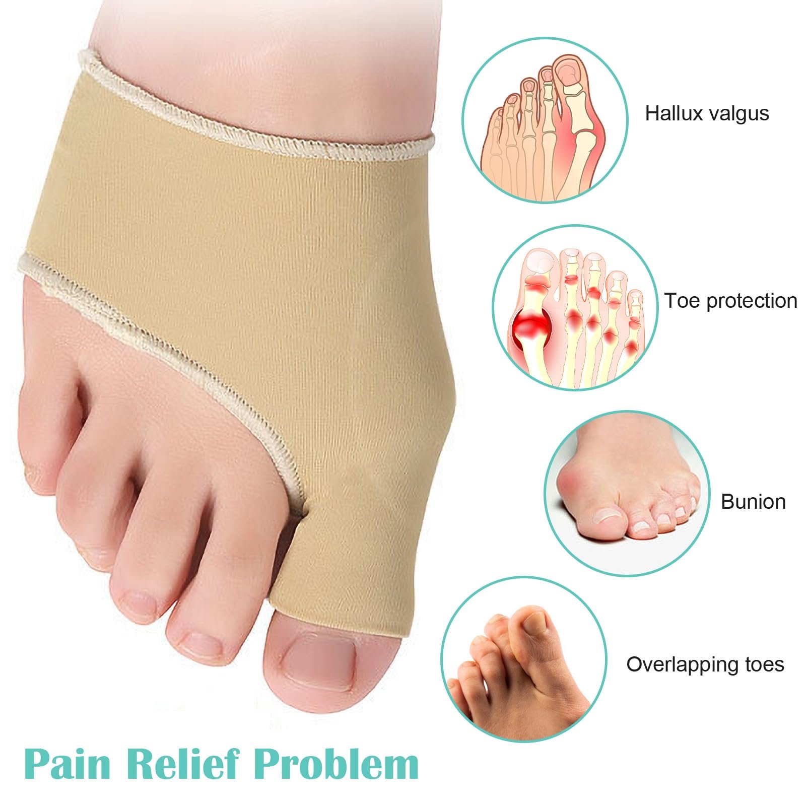 Носки для коррекции Hallux Valgus, бежевые, для мужчин и женщин, для облегчения боли при молоткообразных пальцах, для защиты плюсневой кости, фото №4