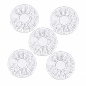 Набор бусин для ногтей (5 шт.) Камни для лица Плоские кристаллы 3D Декор Жемчужные наклейки для ногтей Ювелирные изделия для маникюра Бусины Натуральное декоративное пятно - Фото 1