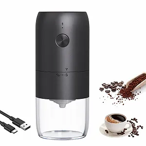 Электрическая кофемолка портативная с керамической конической кофемолкой Mini Espresso с регулируемым уровнем помола, аккумуляторная - Фото 1