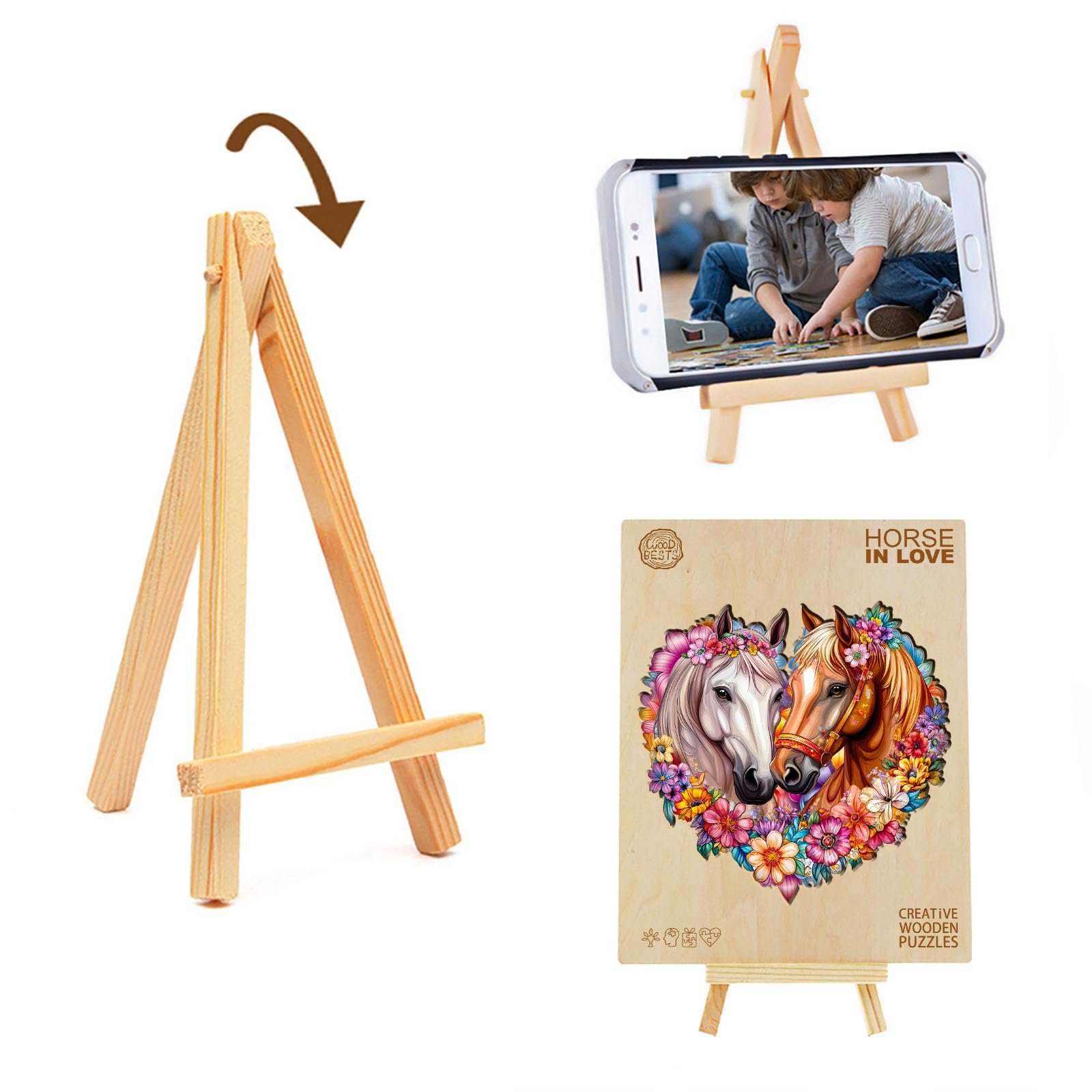 Дерев'яний пазл Love Horse 265 елементів у дерев'яній коробці, фото №4