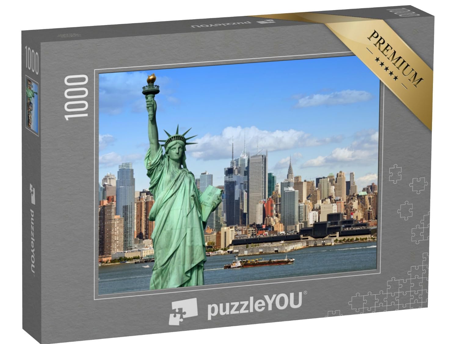 Пазл puzzleYOU American Cities Puzzle Collection 1000 элементов Статуя Свободы с рекой Гудзон, Нью-Йорк, фото №1
