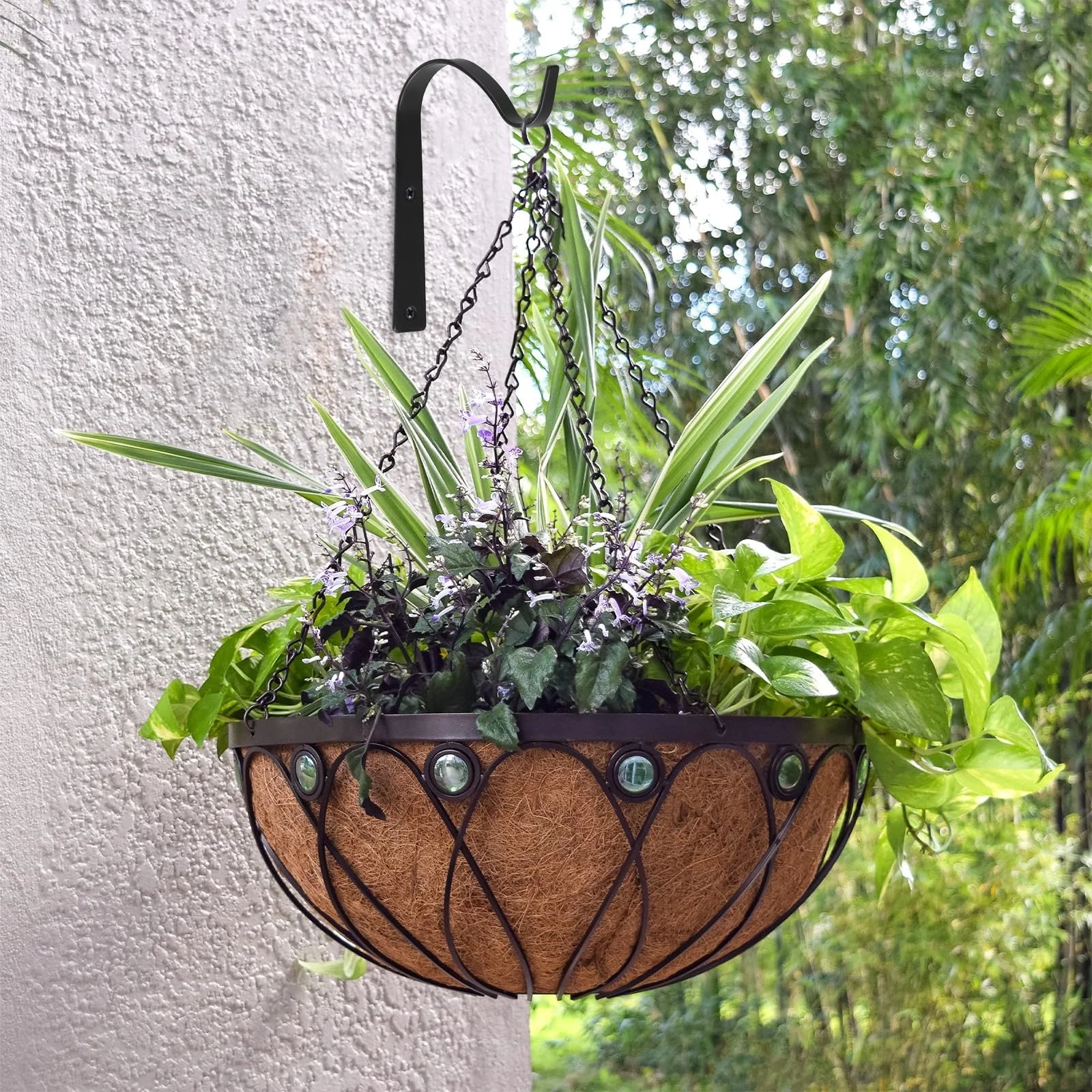 Кронштейни для рослин Joyan 4 шт. залізні настінні гачки з гвинтами Black, фото №6