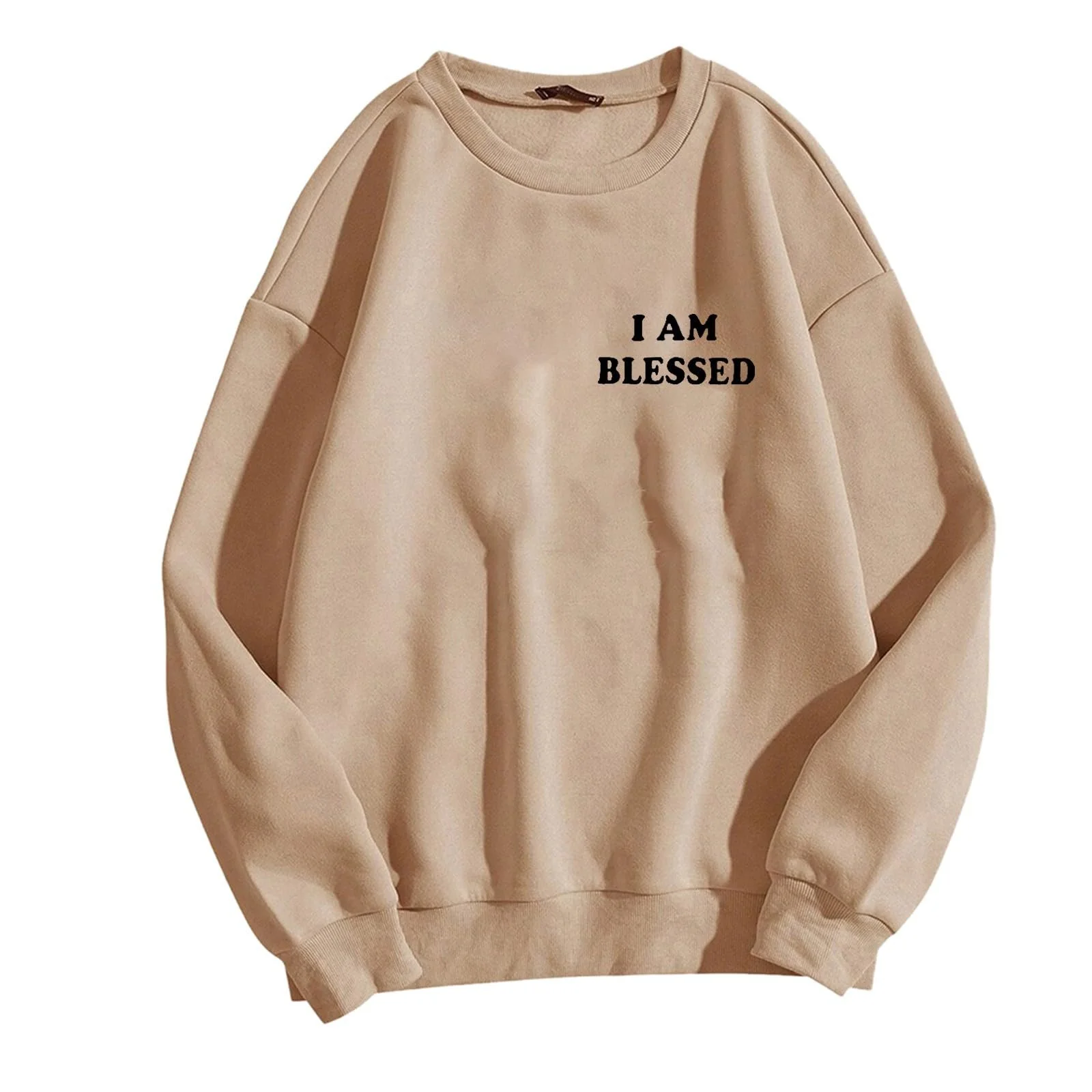 Женский свитшот с принтом букв "I Am", повседневный, с круглым вырезом, с длинными рукавами, графический пуловер, фото №4