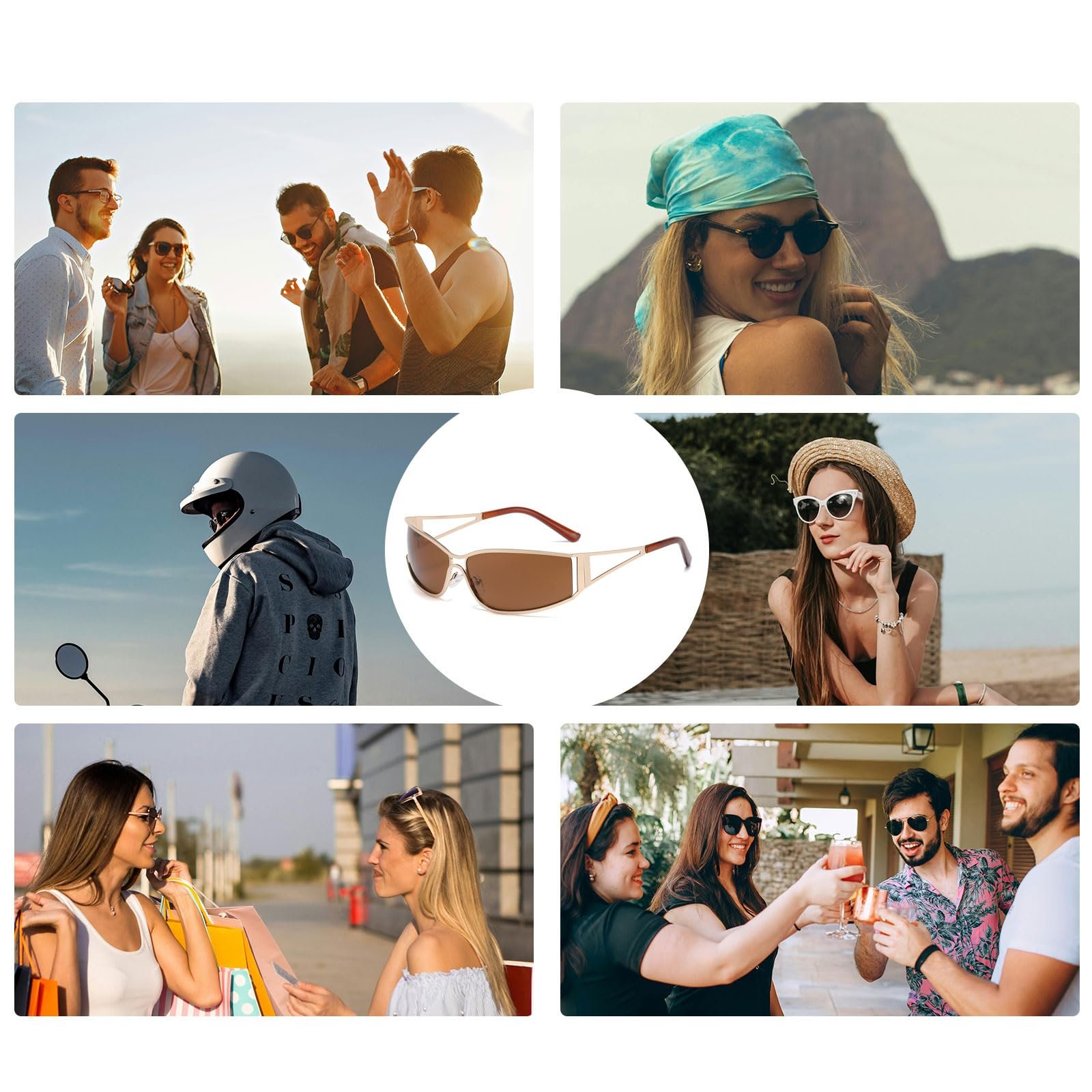 Сонцезахисні окуляри YAMEIZE Вінтажні для чоловіків і жінок Y2k Ретро Футуристичні, фото №6