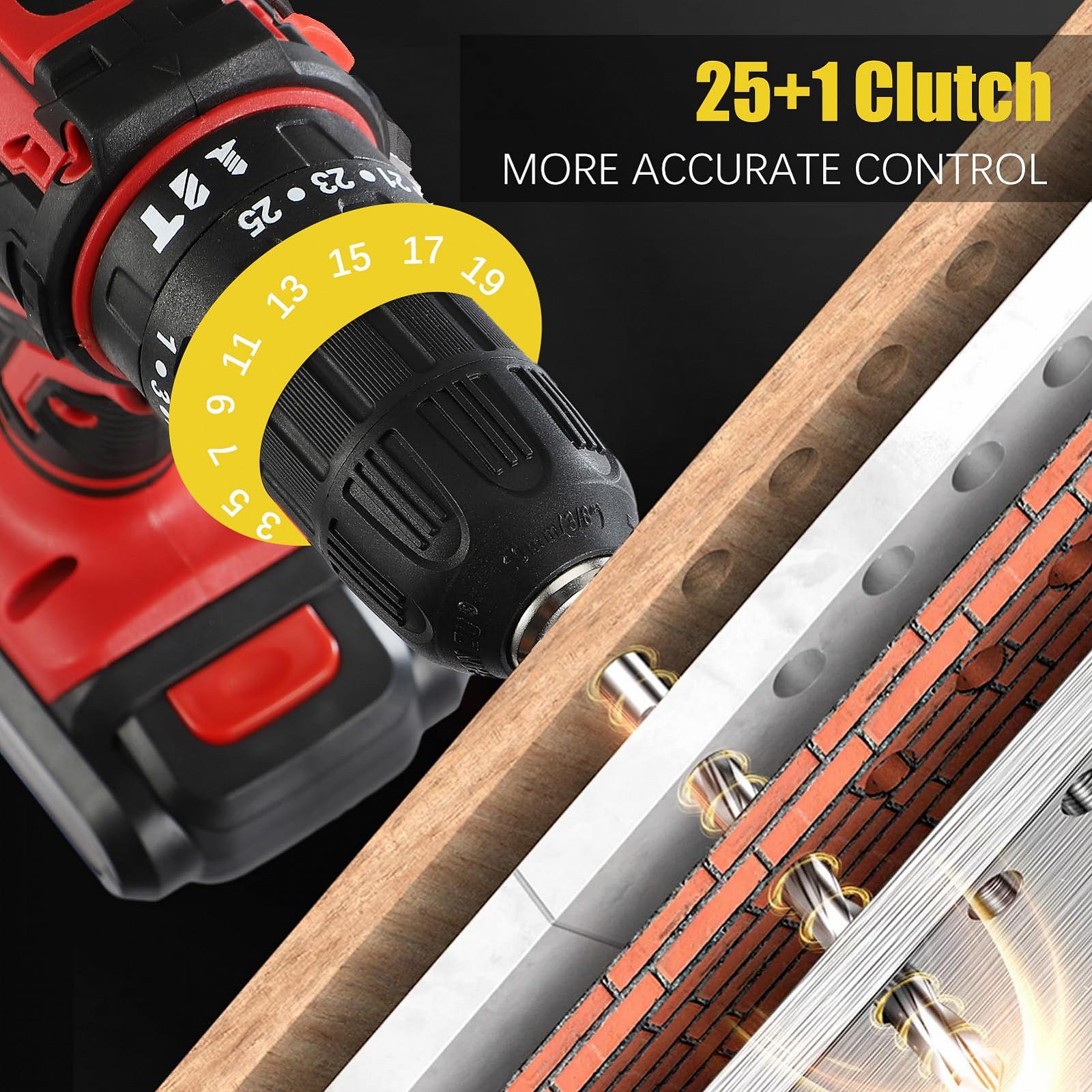 Аккумуляторная дрель ADWOLT 23 Предметов 21 В 2000 мА·ч 0-45 Нм 25 + 1 Уровней Крутящего момента Светодиодная Подсветка для Ремонта & Домашнего DIY, фото №5