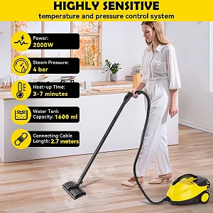 Портативний пароочисник для підлоги 2000 W 1600 ml 4 bar 16 аксесуарів synthetic.ua - Фото 1