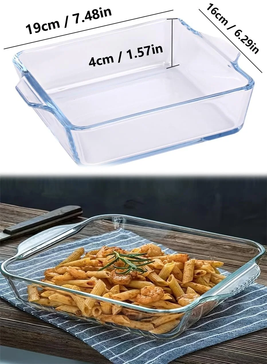 Форма для запекания MINZHI 0.8 л 19.5 x 16.5 x 4.6 см боросиликатное стекло прозрачная для микроволновой печи и духовки, фото №2