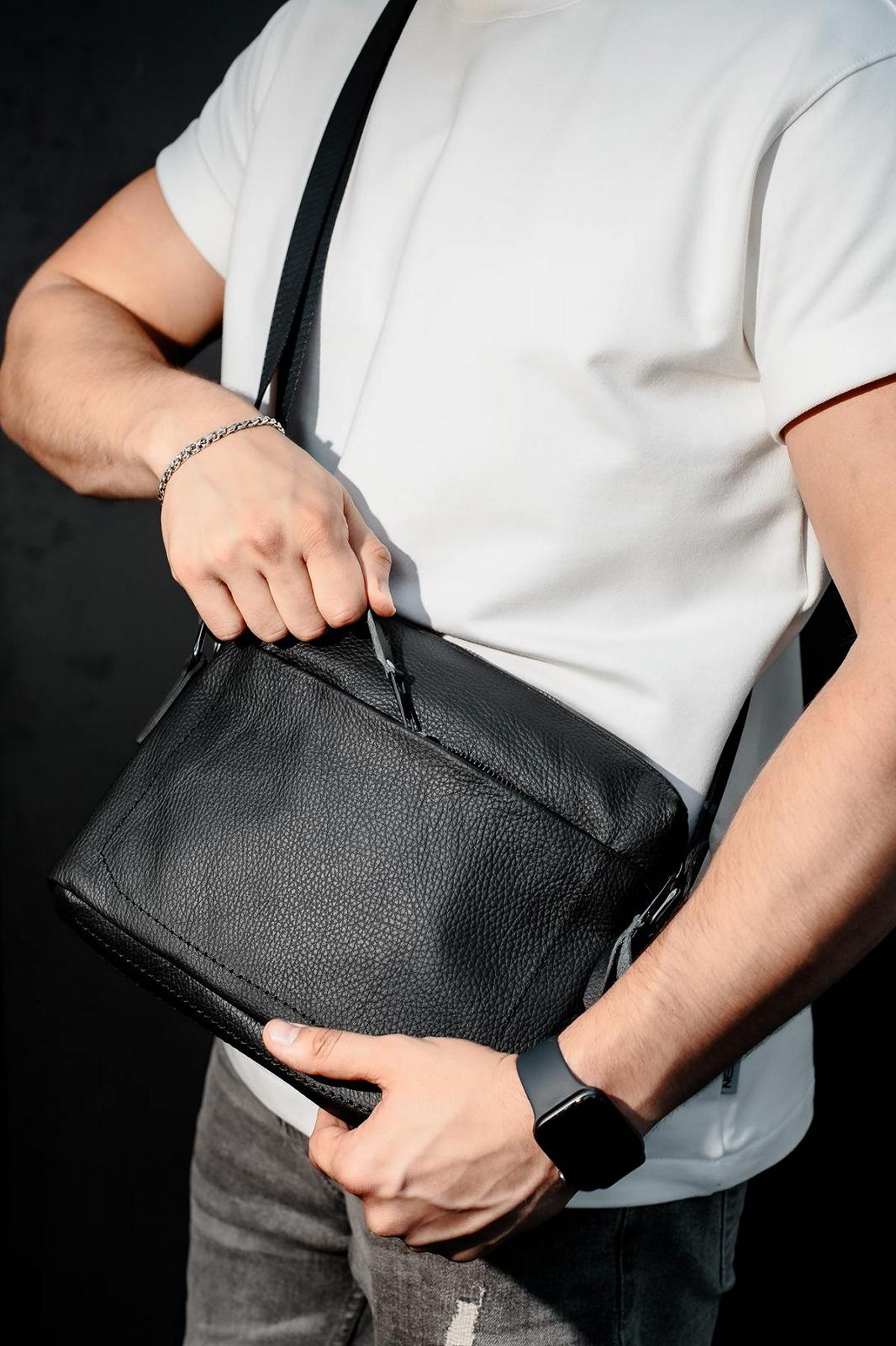 Сумка-мессенджер із натуральної шкіри сумка через плече чоловіча SKILL Slide, фото №2