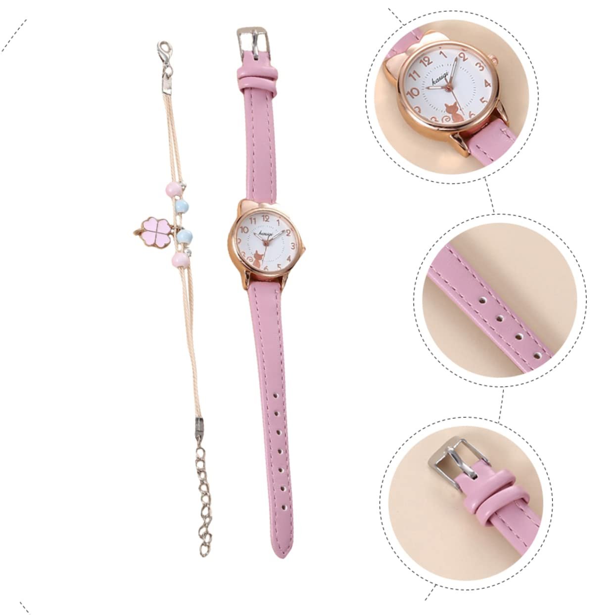 Наручные часы LIFKOME Кошачьи часы Игрушка Маленький для женщин Браслеты-сюрпризы Часы для мужчин Светящиеся наручные часы для женщин Женские наручные часы Женские модные часы PU, Как показано, фото №5