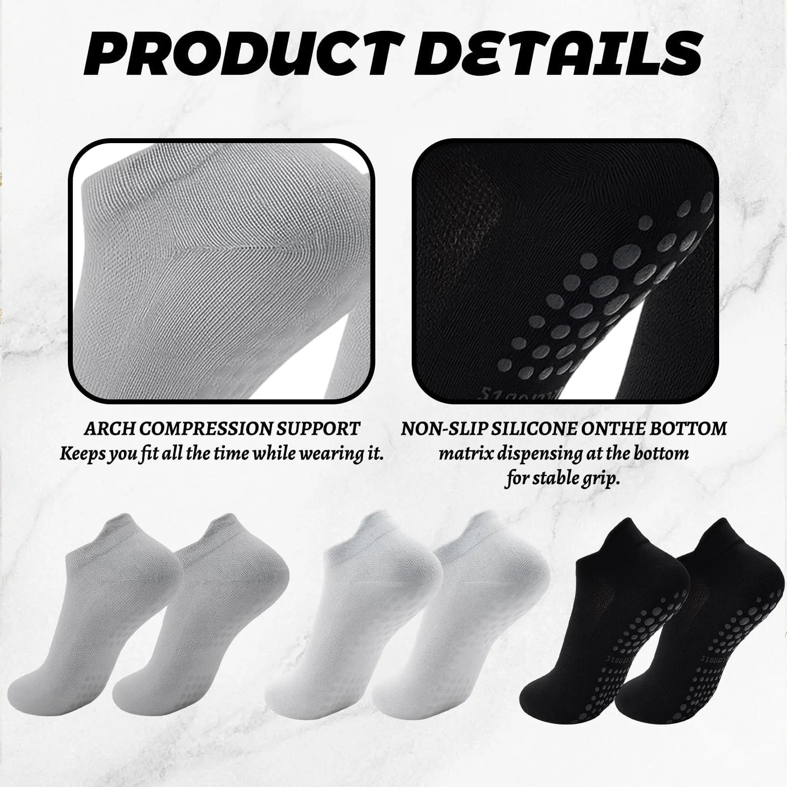 Шкарпетки для йоги Жіночі 39-42, 3 пари, фото №7 Шкарпетки для йоги Жіночі 39-42, 3 пари, фото №7