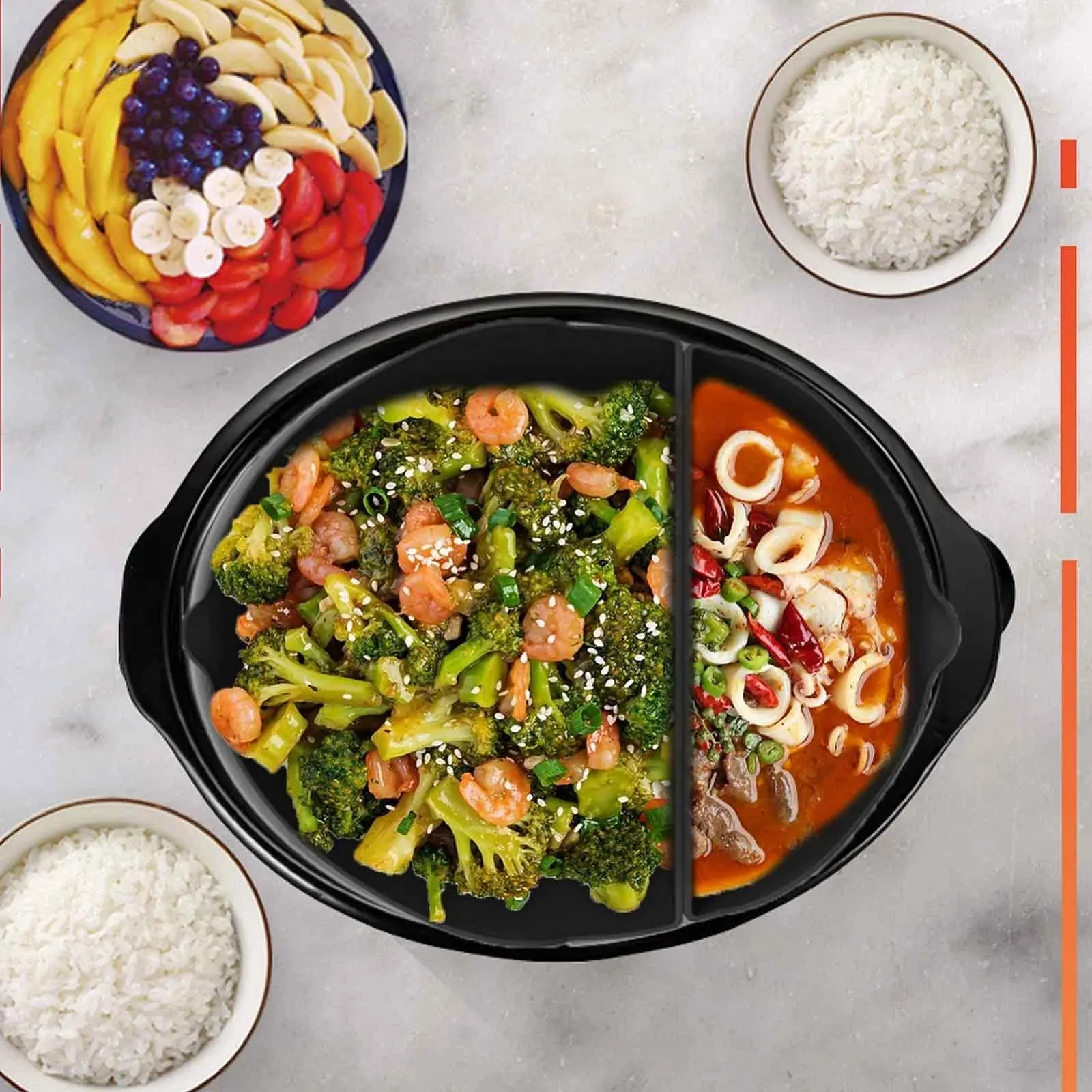 Силиконовые вкладыши Xujuika для мультиварки 2 разделительных кармана, фото №6