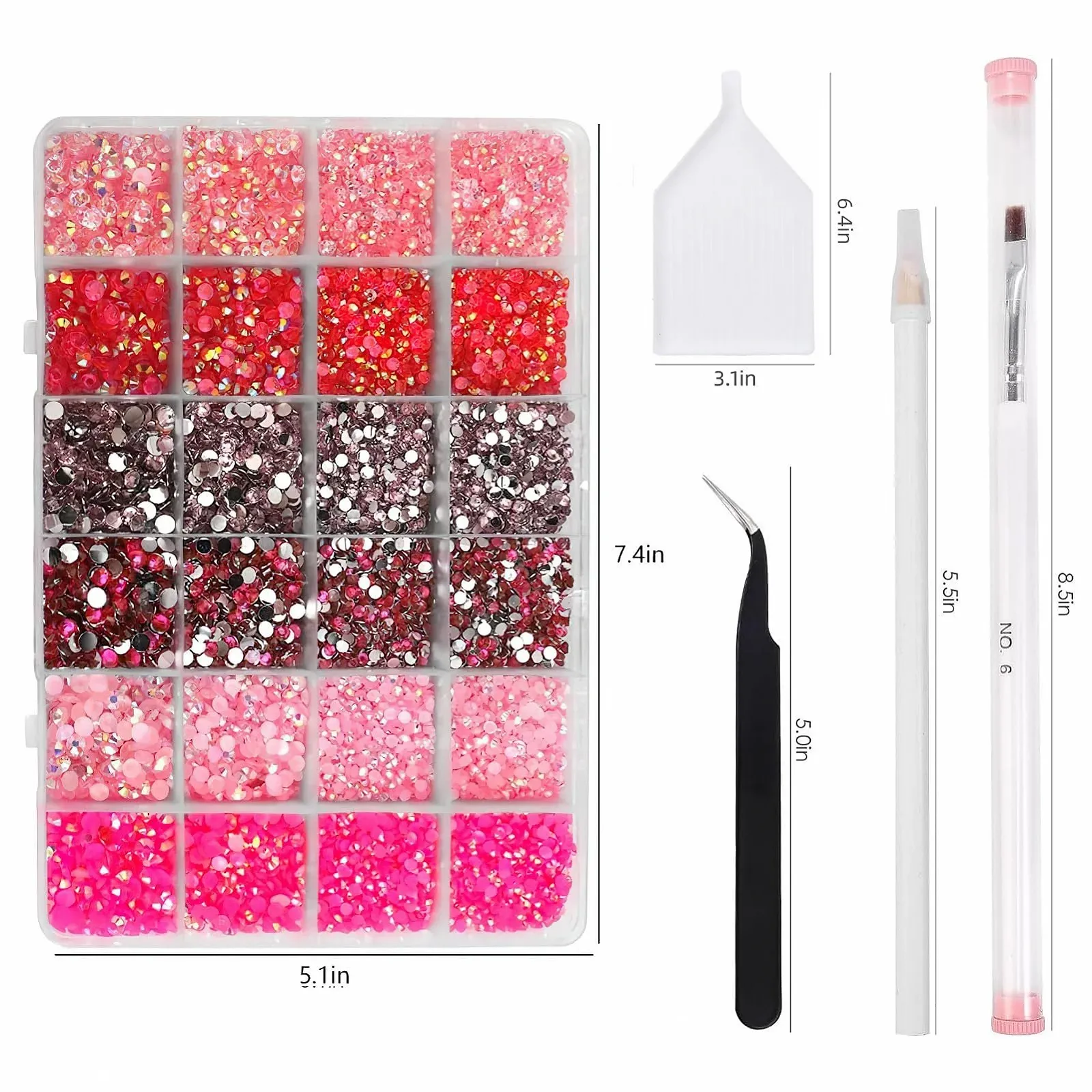 Стразы смоляные, без термофиксации Jelly Rhinestones Gems, 6 цветов для DIY макияжа лица, чашки, DIY украшения, 3, 4, 5 мм (розовые стразы), фото №3