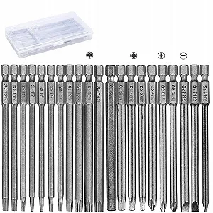 Набор бит Treki 21 шт 100 мм длинные Torx с отверстием 6.35 мм шестигранник - Фото 1