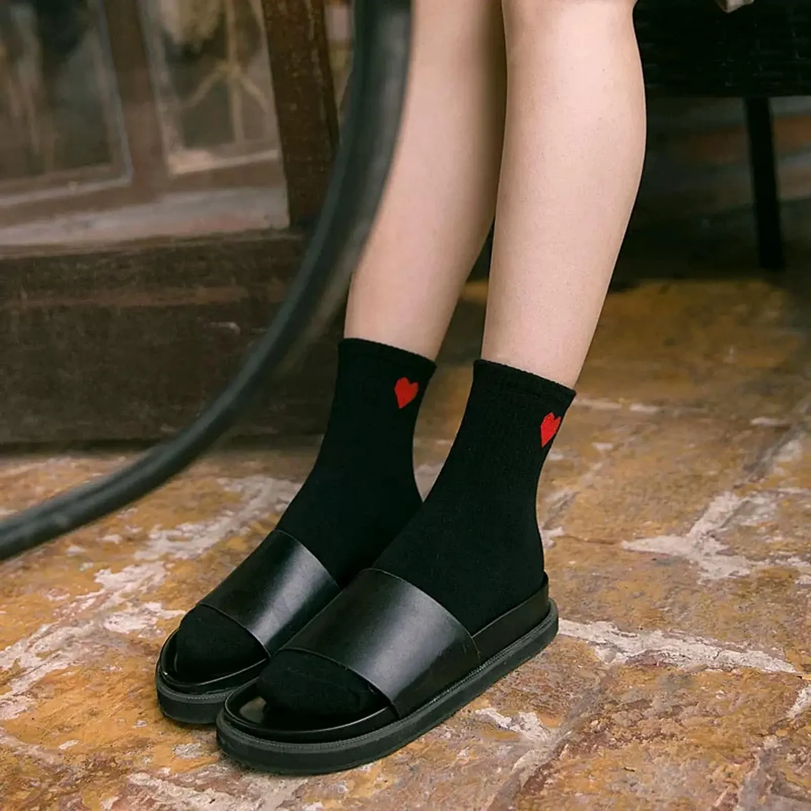 Носки женские теннисные с сердечками, 37-42, хлопковые, спортивные, 5 цветов: черный, белый, темно-серый, фото №8