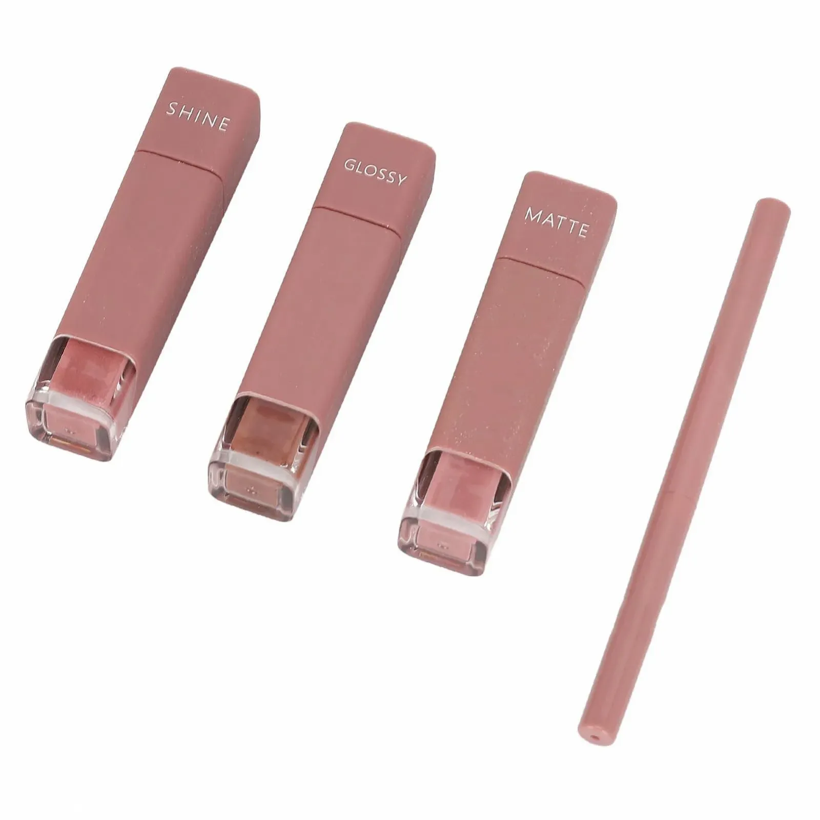 Набір блисків для губ, 4 стійкі дощовики в 1 Матовий блиск для губ з підкладкою для жінок для зустрічей, фото №4