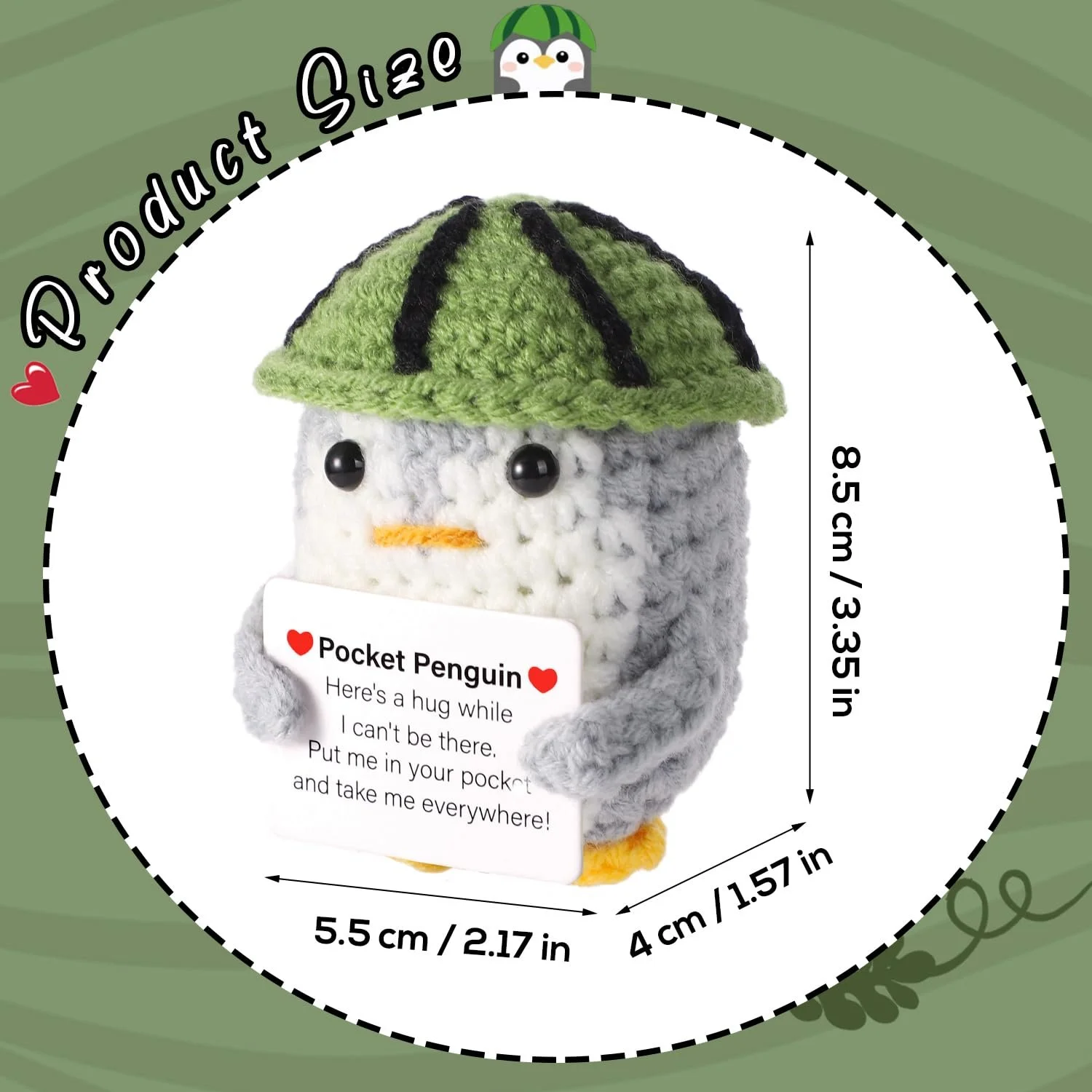 Іграшка Funny Bags Penguin Hug В'язаний Позитивний Пінгвін з кавуновою шапочкою 8,5 см, фото №2 Іграшка Funny Bags Penguin Hug В'язаний Позитивний Пінгвін з кавуновою шапочкою 8,5 см, фото №2