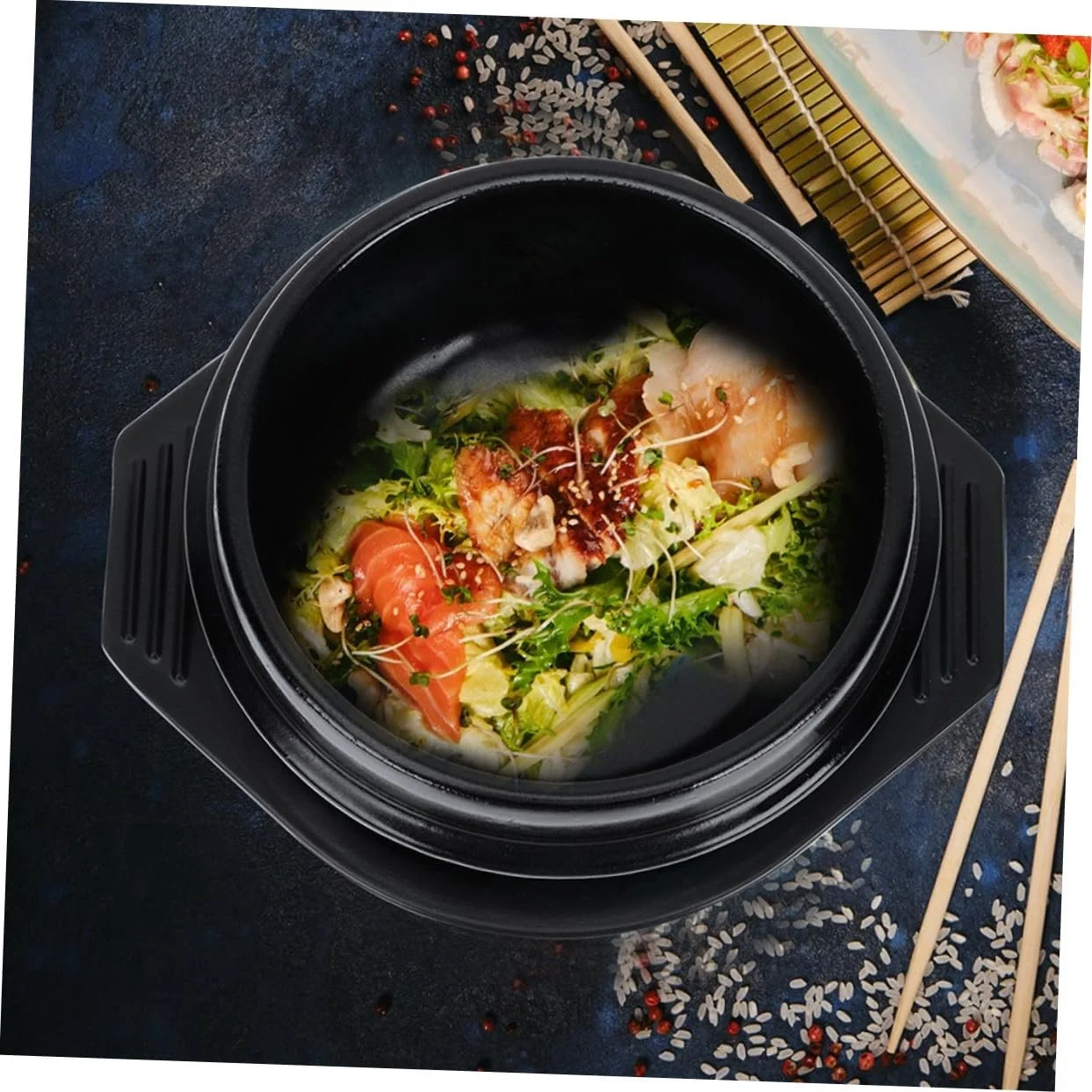 Керамический горшок для бибимбапа с термостойкой подставкой антипригарный для равномерного распределения тепла, фото №6