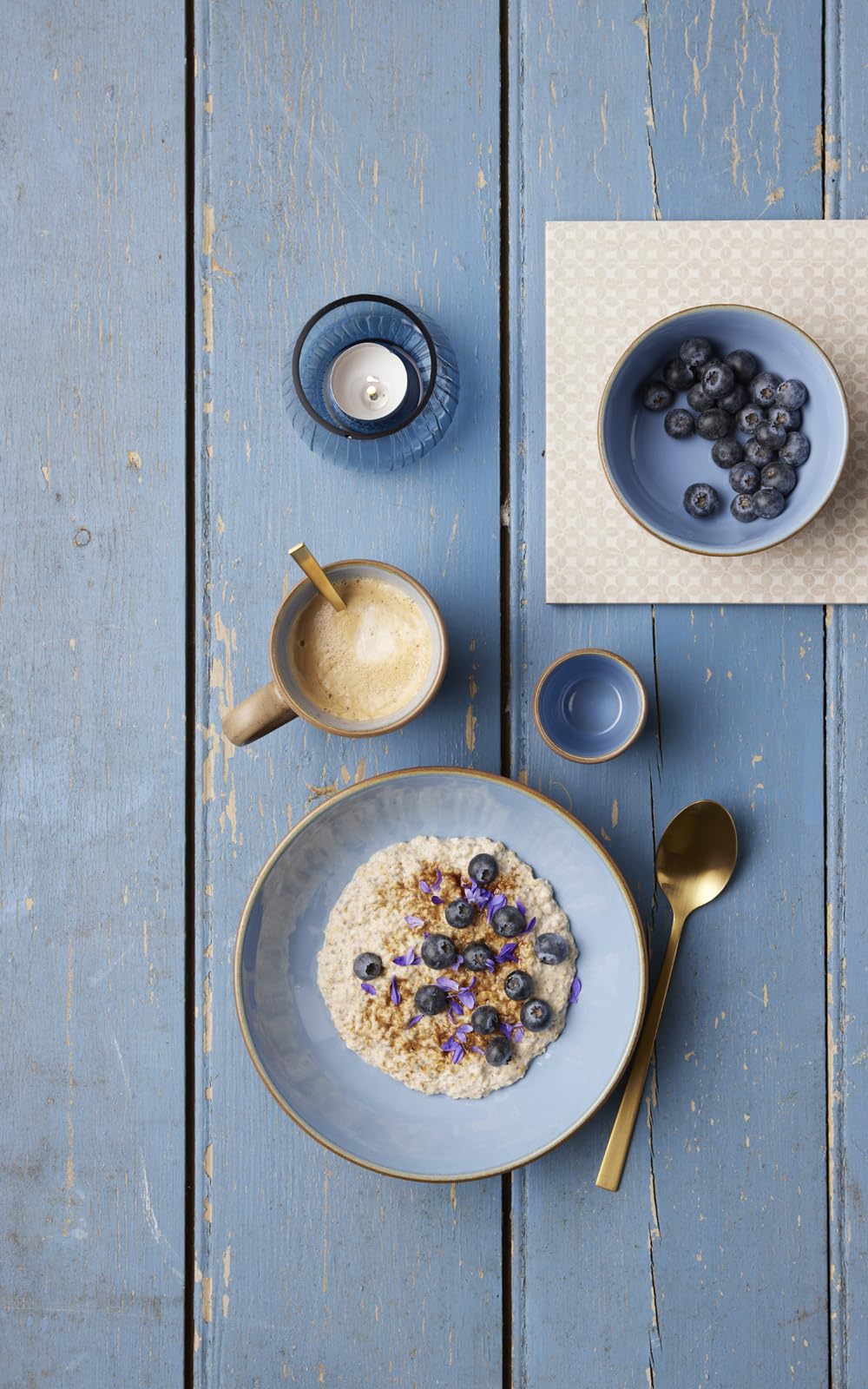 Набір BITZ Kusintha 2 свічники для чайних свічок висота 7.5 см синій, фото №4