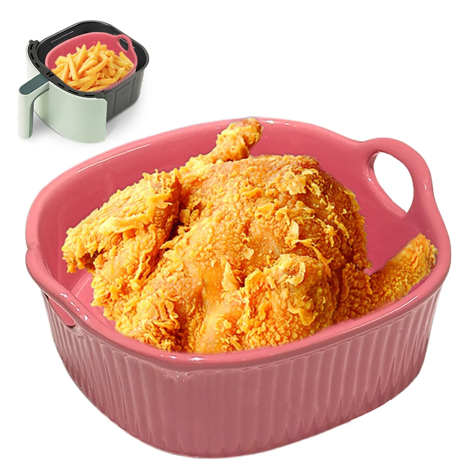 Форма для запікання керамічна 650 мл квадратна 7 дюймів з ручками Червона, фото №3