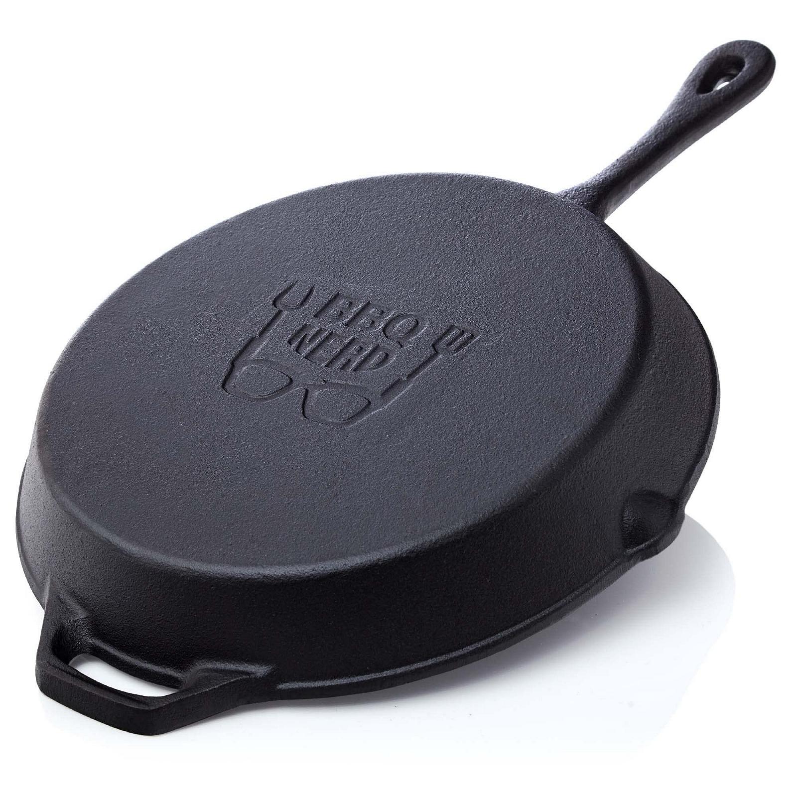 Пательня-гриль BBQ Nerd, діаметр 30 см, 3600 г, з носиком та ручкою - чавунна пательня для грилю, смаження, запікання - пательня для вогню - термостійка та теплоутримуюча, фото №2