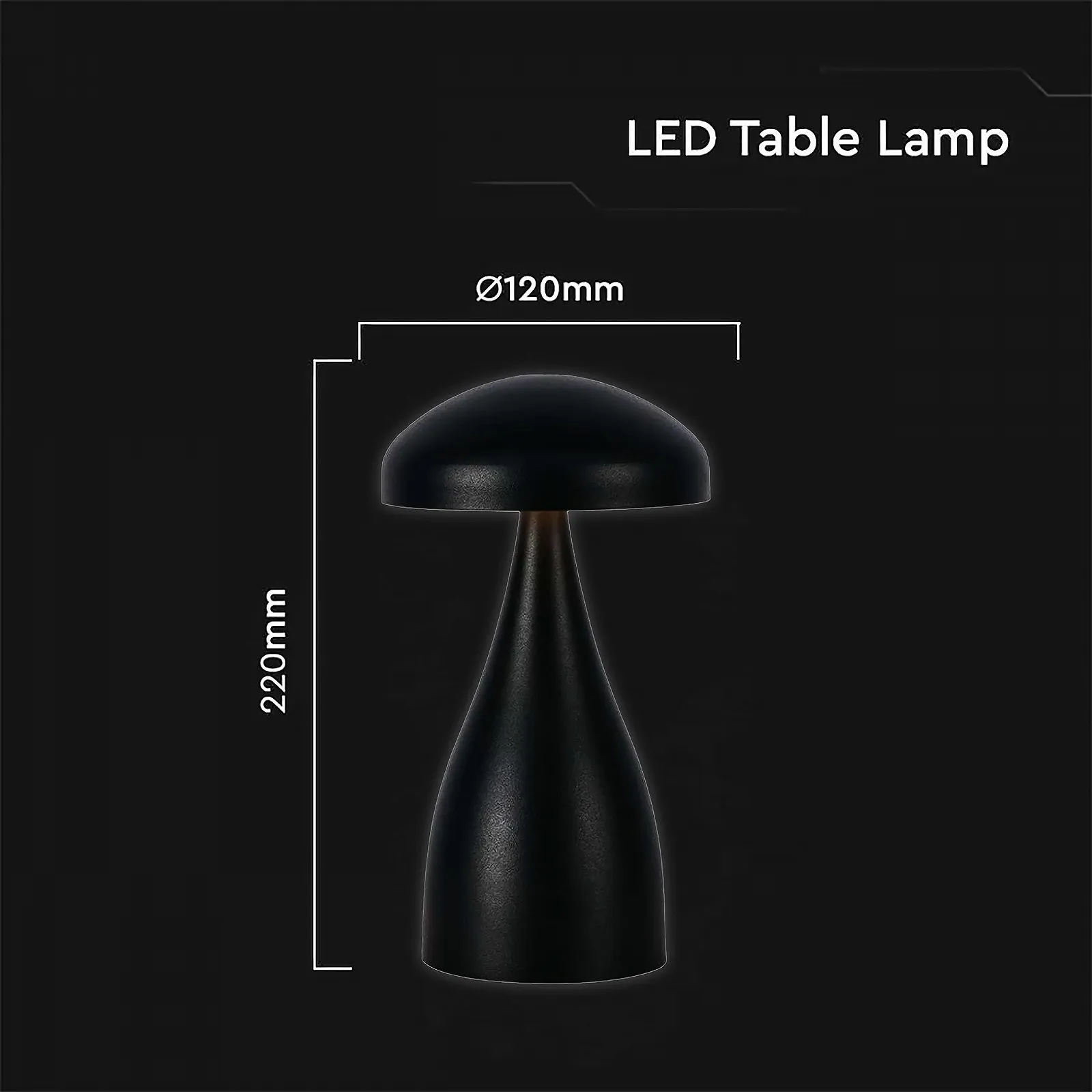 Настільна лампа V-TAC Акумуляторна IP20 1 Вт 55 Лм 3-в-1 Чорна, фото №7