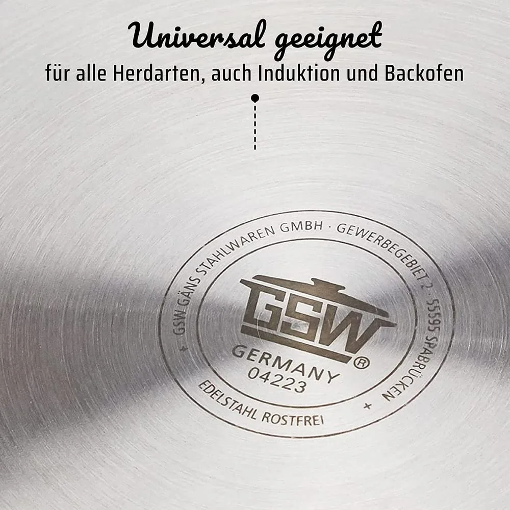 Кастрюля GSW Montreal для овощей с крышкой, 22 см/около 6.8 литров, нержавеющая сталь, серебристый, 22 см, 2, фото №5 Кастрюля GSW Montreal для овощей с крышкой, 22 см/около 6.8 литров, нержавеющая сталь, серебристый, 22 см, 2, фото №5