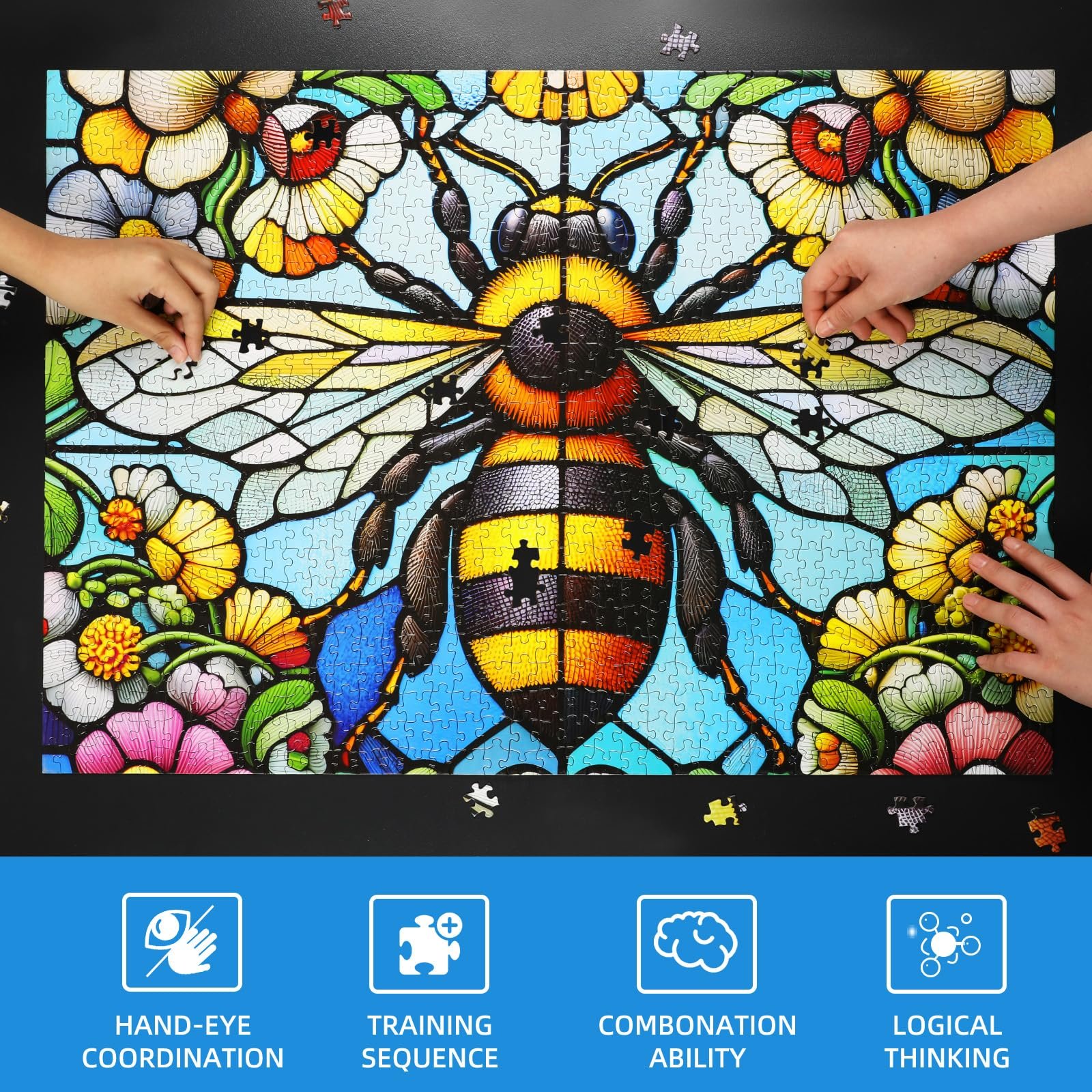 Пазлы Sutinban Stained Glass Bee with Flower 1000 элементов 50 x 70 см, фото №5 Пазлы Sutinban Stained Glass Bee with Flower 1000 элементов 50 x 70 см, фото №5