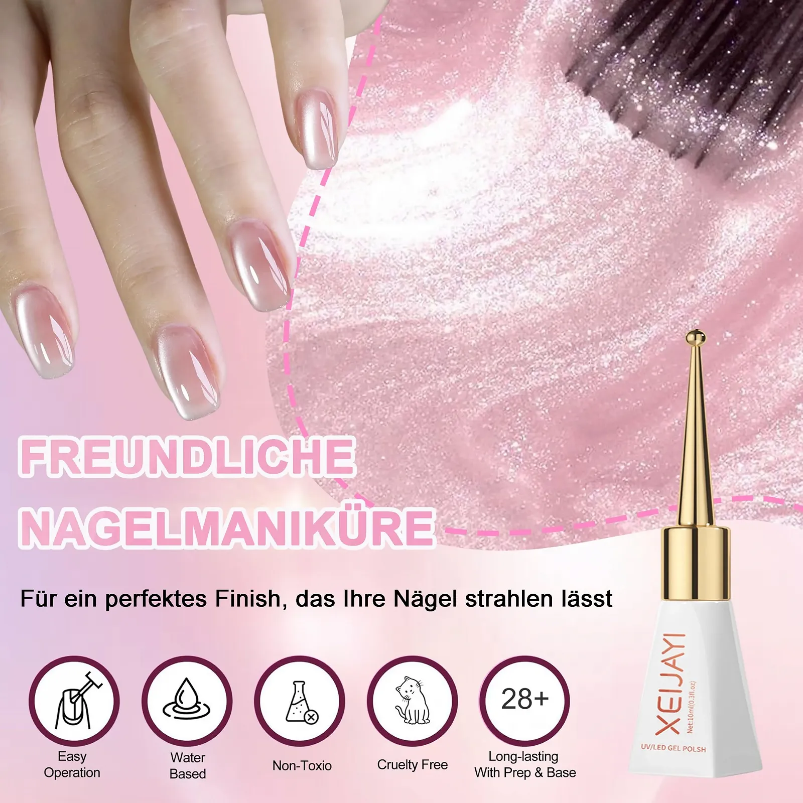 Гель-лак для ногтей Pink Cat Eye UV, розовый, фото №2