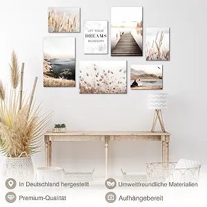 Набір картин на стіну Novart Natural Lake Boho N029272a Бежевий synthetic.ua - Фото 1