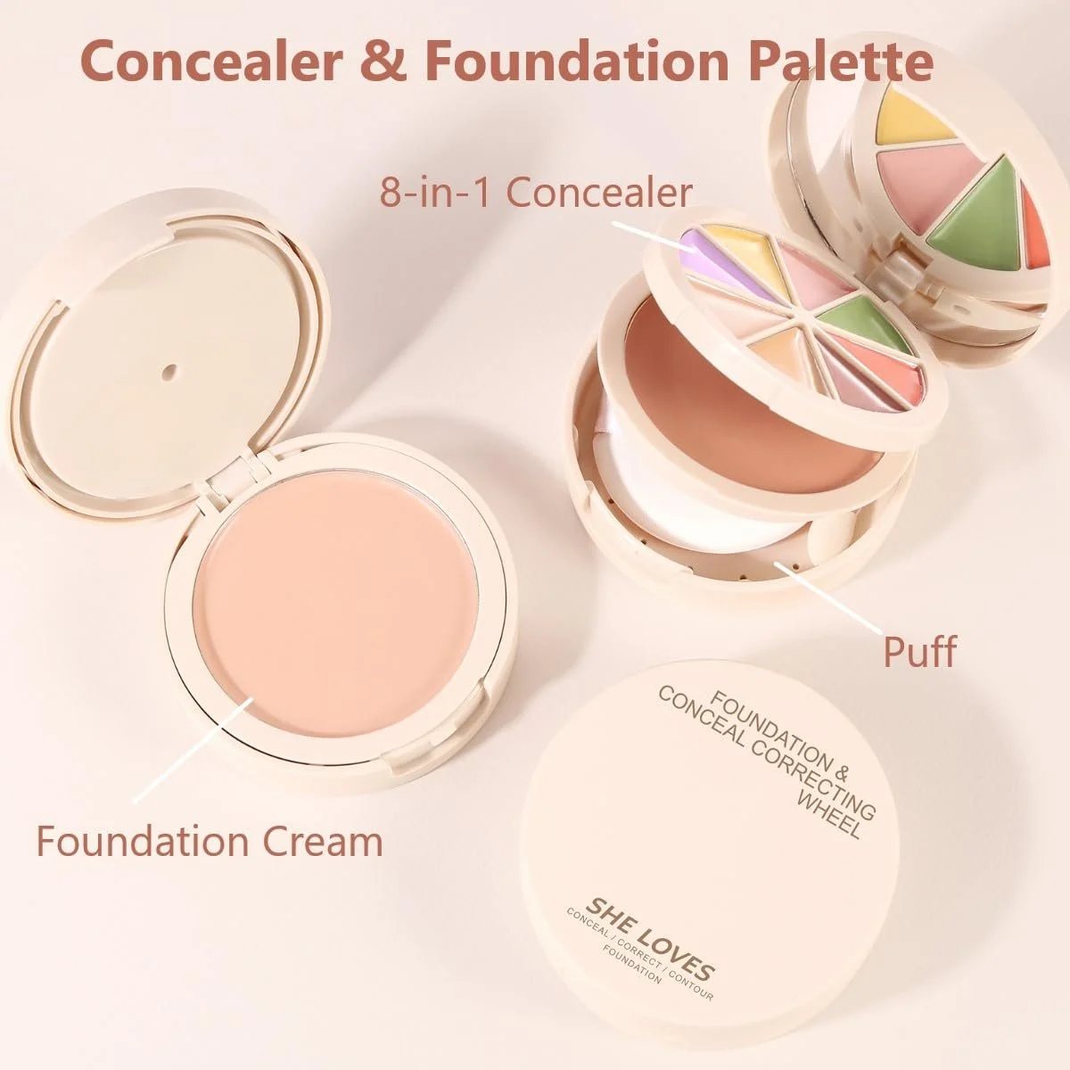 Палітра консилерів KARLOR 9-в-1 і основа під макіяж, 8 кольорів консилера для корекції, фото №2