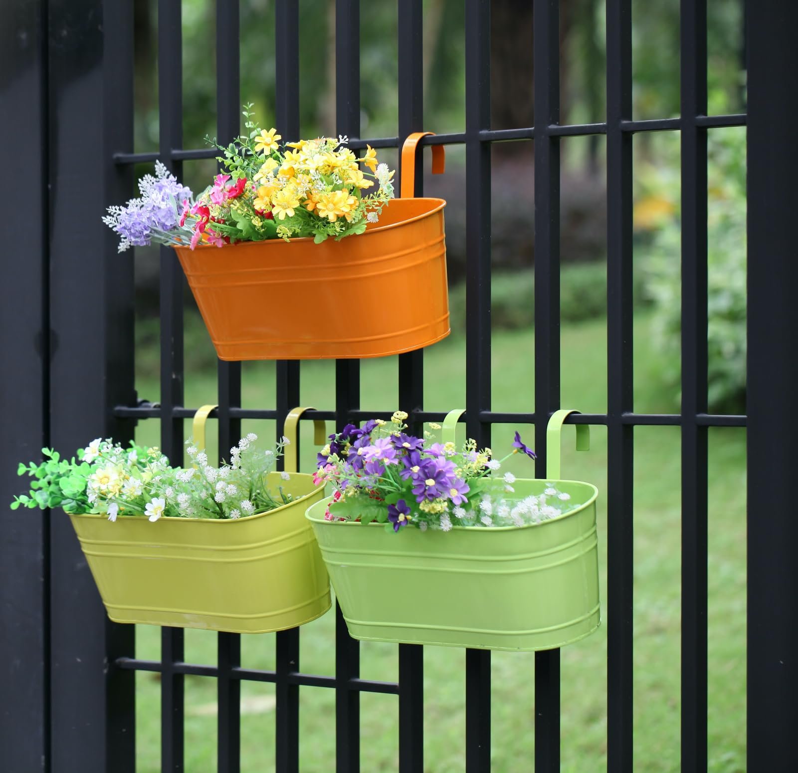 Набір підвісних квіткових горщиків (3 шт.) Метал З дренажним отвором Різнокольоровий, фото №1