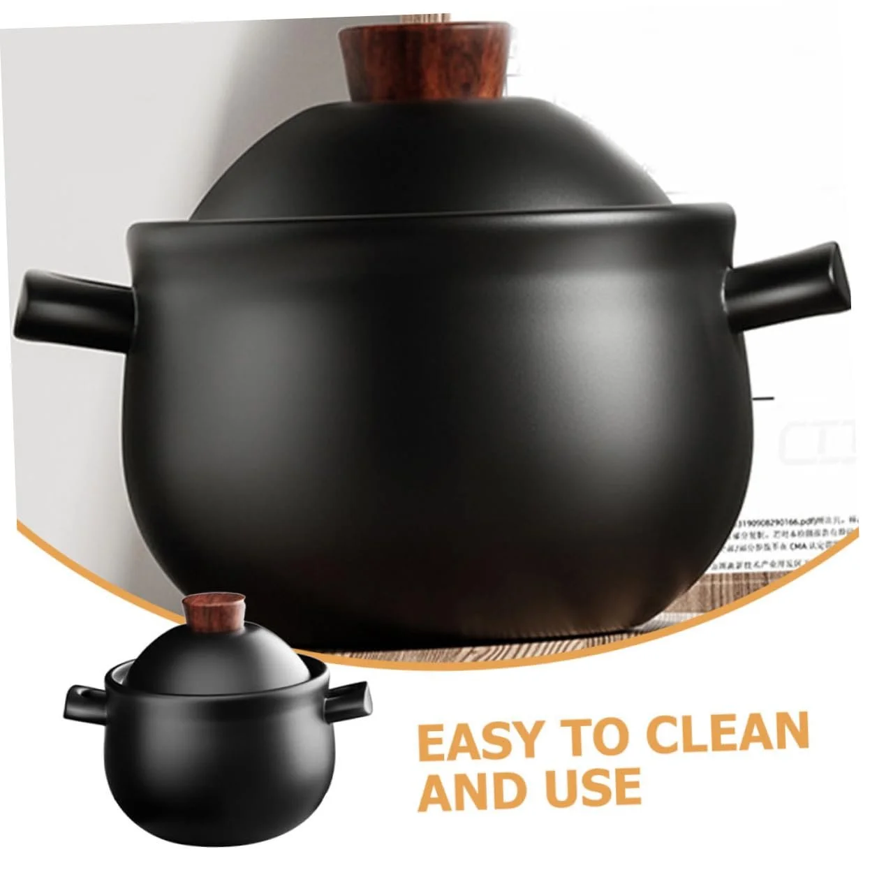 Каструля для тушкування LIFKOME керамічна термостійка з кришкою для газової плити, фото №7 Каструля для тушкування LIFKOME керамічна термостійка з кришкою для газової плити, фото №7